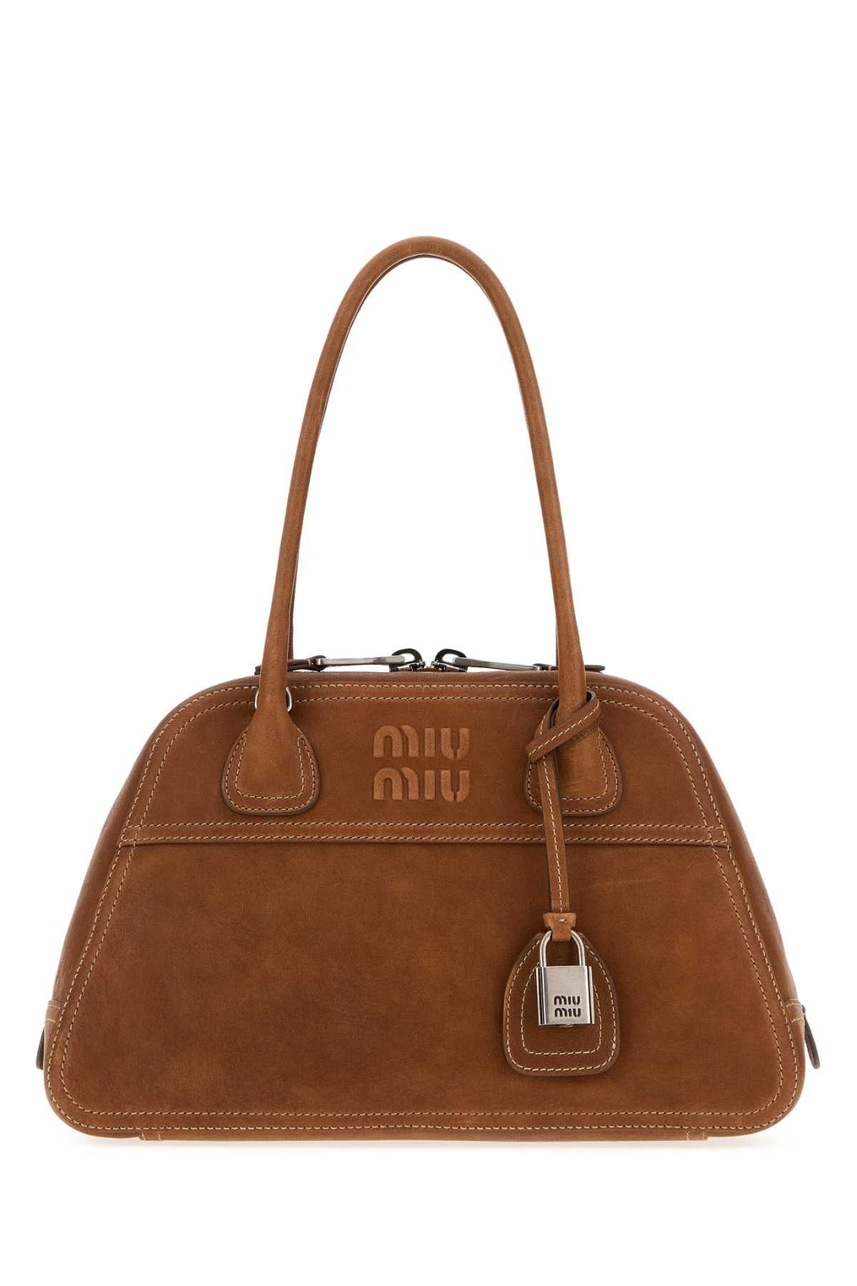 Miu Miu Women Caramel Nappa Leather Vivant Shoulder Bag MIU MIU