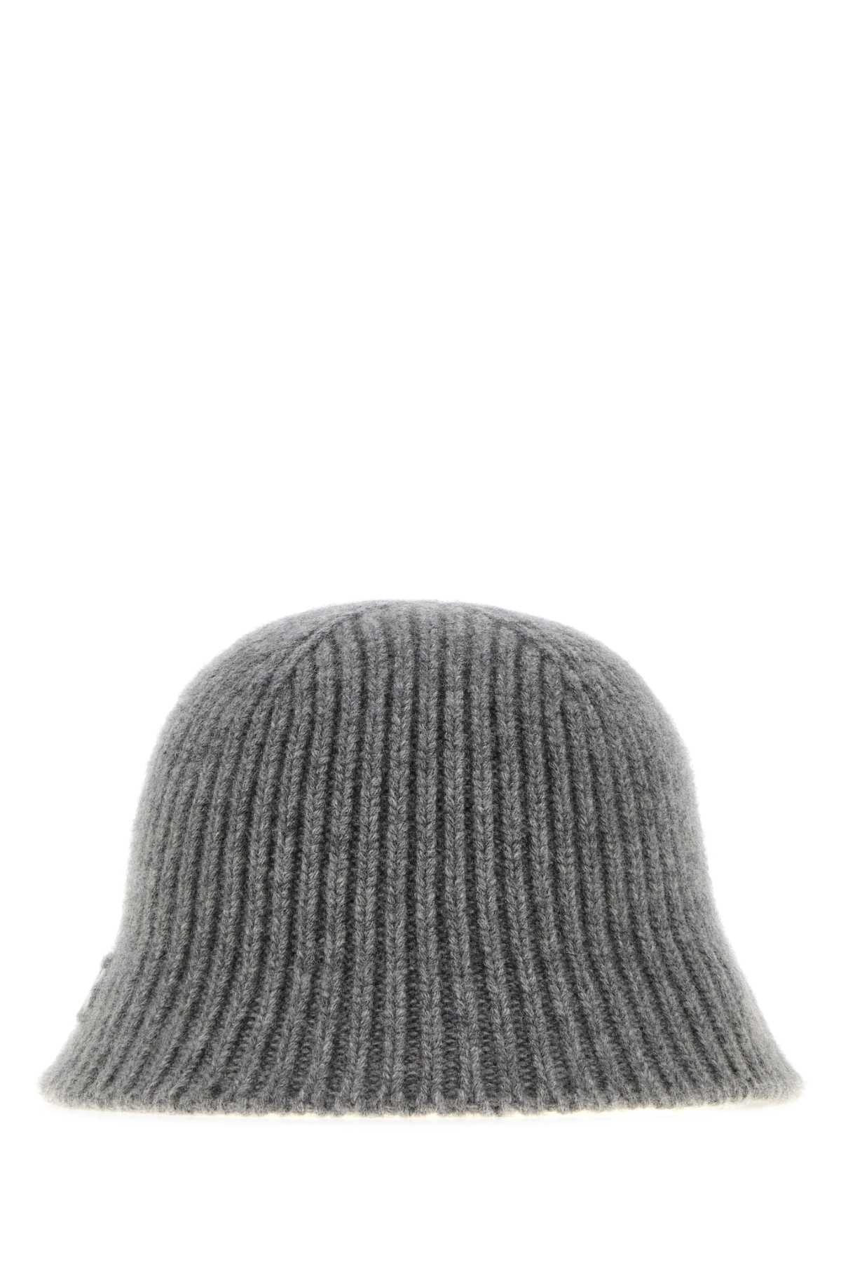 Miu Miu Women Grey Wool Blend Bucket Hat MIU MIU