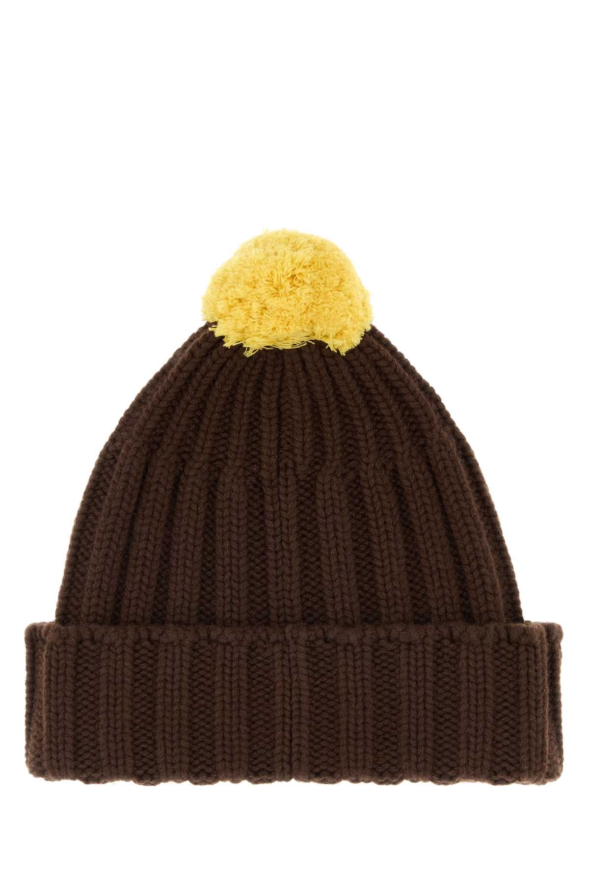 Miu Miu Women Chocolate Cashmere Beanie Hat MIU MIU
