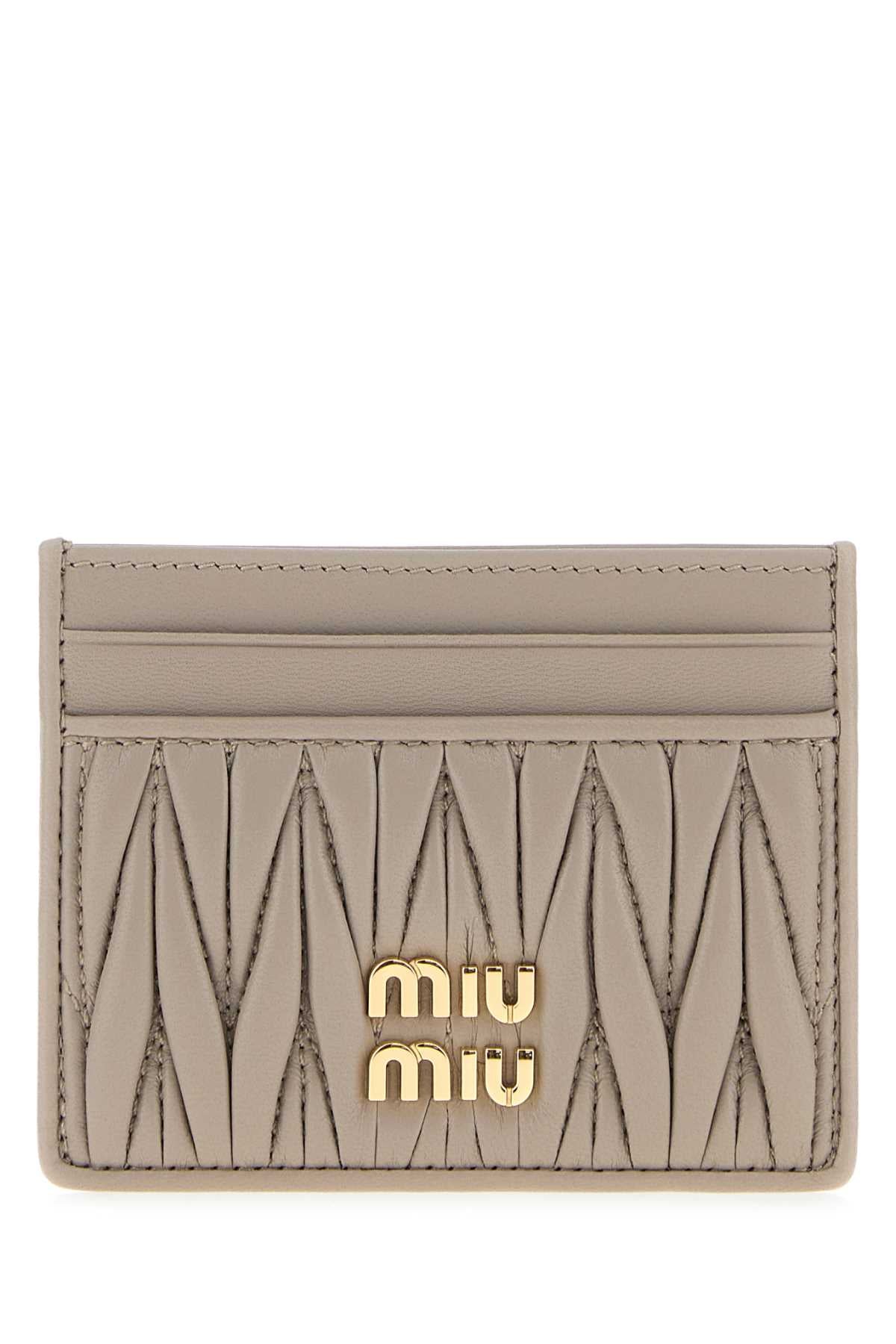 Miu Miu Women Dove Grey Leather Card Holder MIU MIU