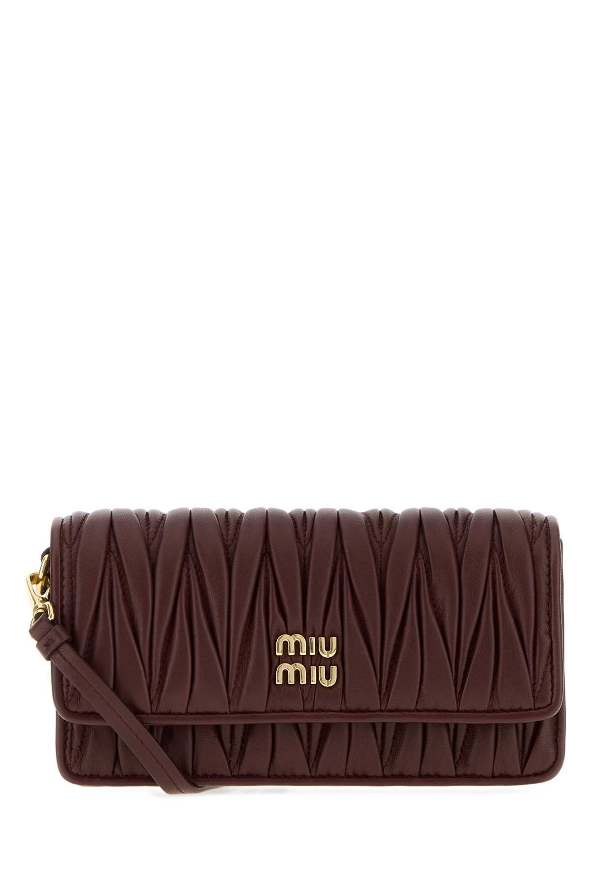 Miu Miu Women Burgundy Nappa Leather Mini Crossbody Bag MIU MIU