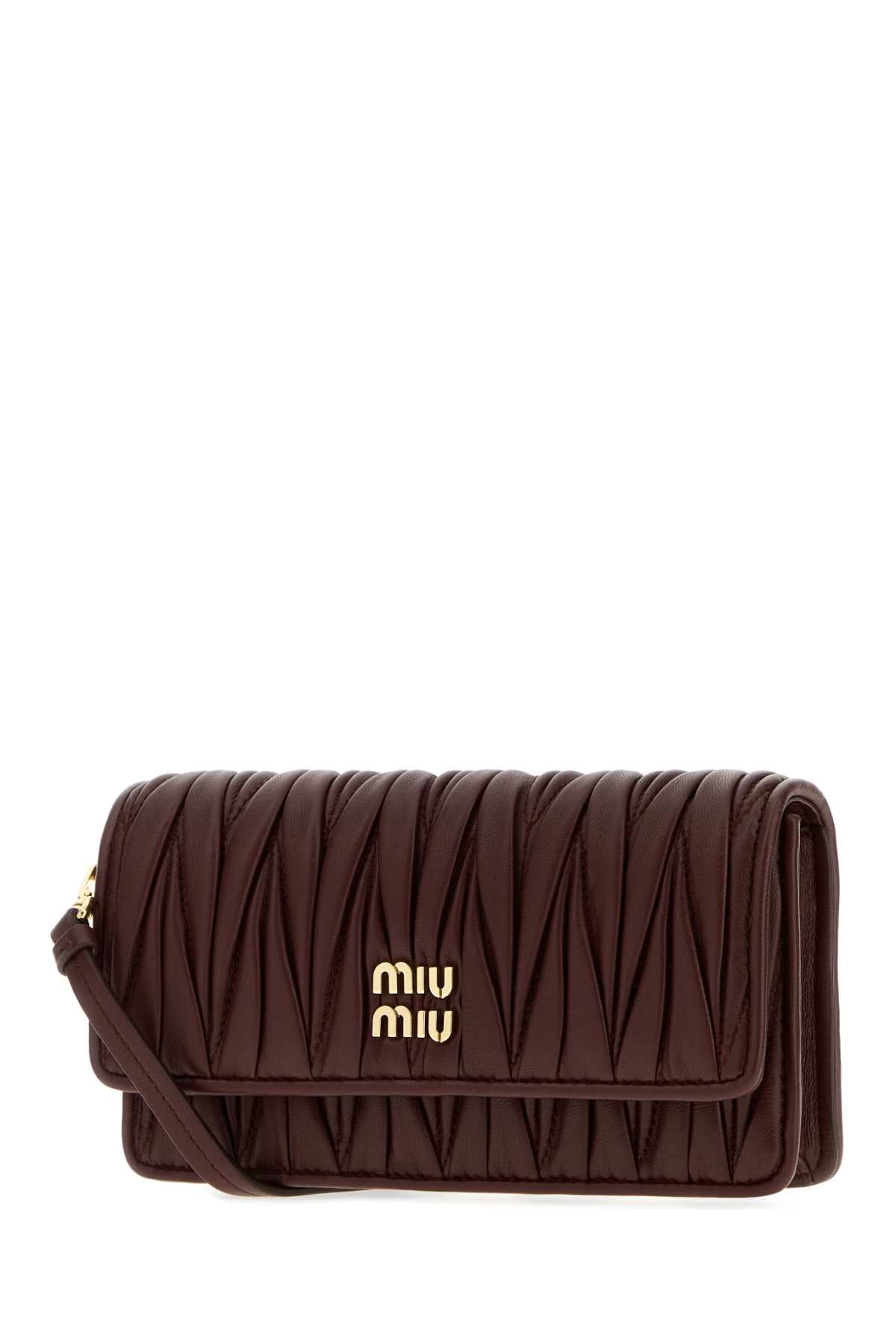 Miu Miu Women Burgundy Nappa Leather Mini Crossbody Bag MIU MIU