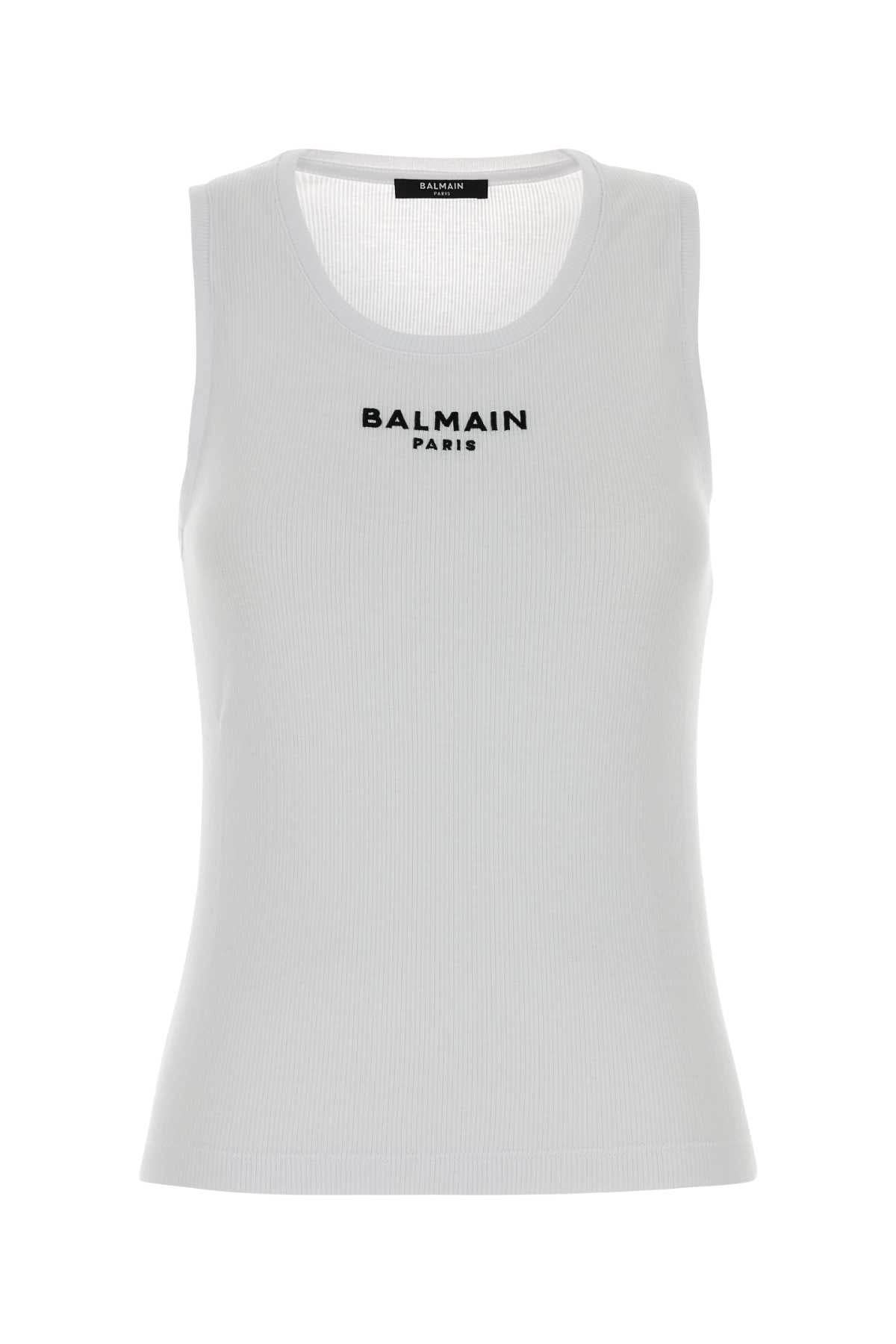 Balmain Women White Cotton Tank Top BALMAIN