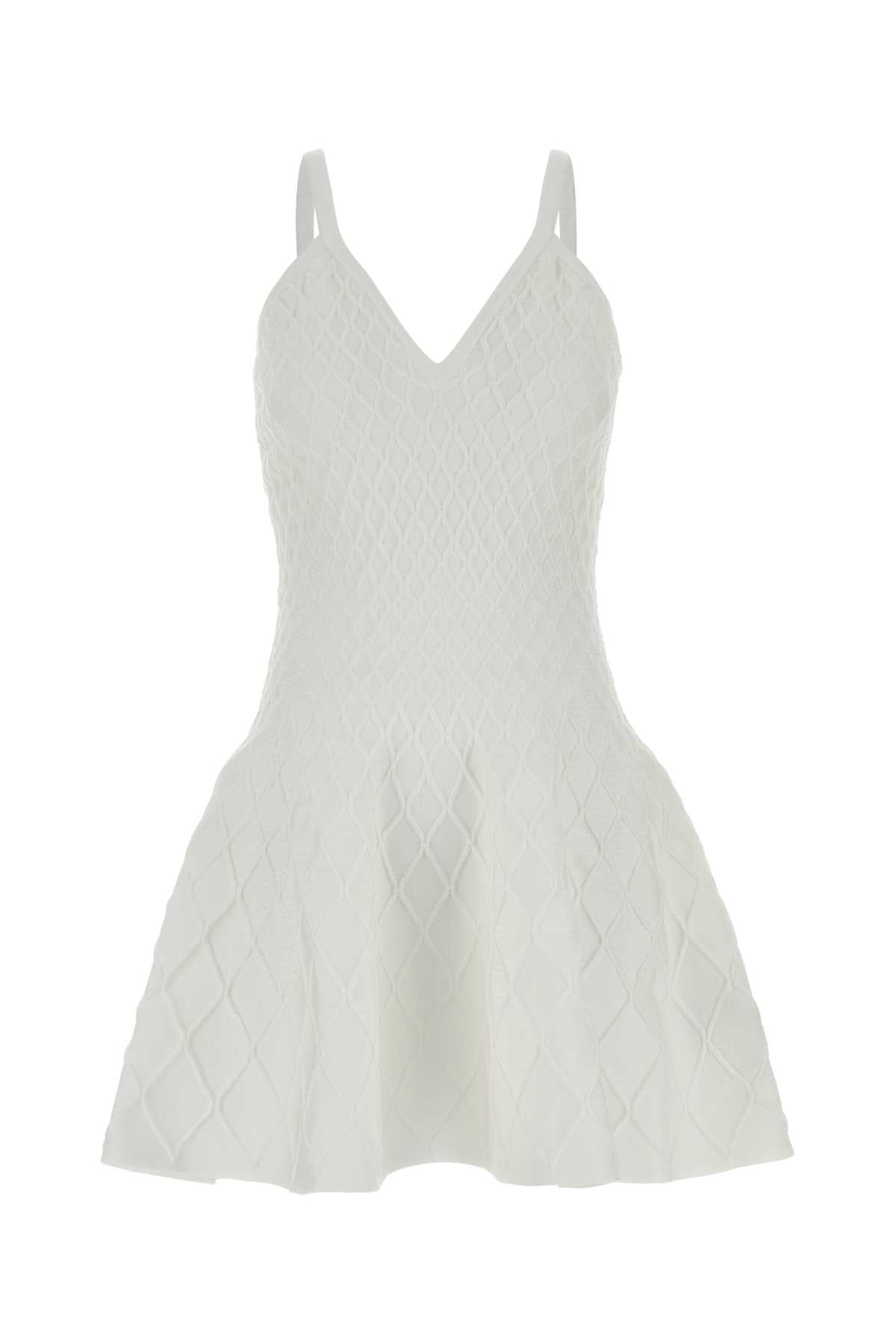 Balmain Women White Knit Mini Dress BALMAIN