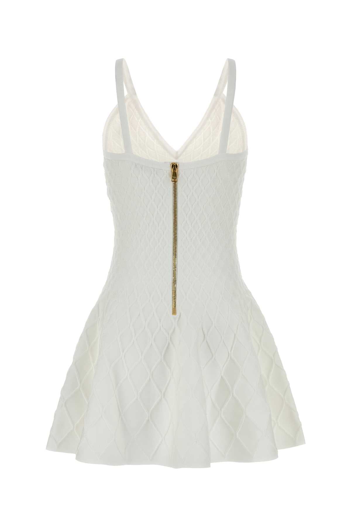 Balmain Women White Knit Mini Dress BALMAIN