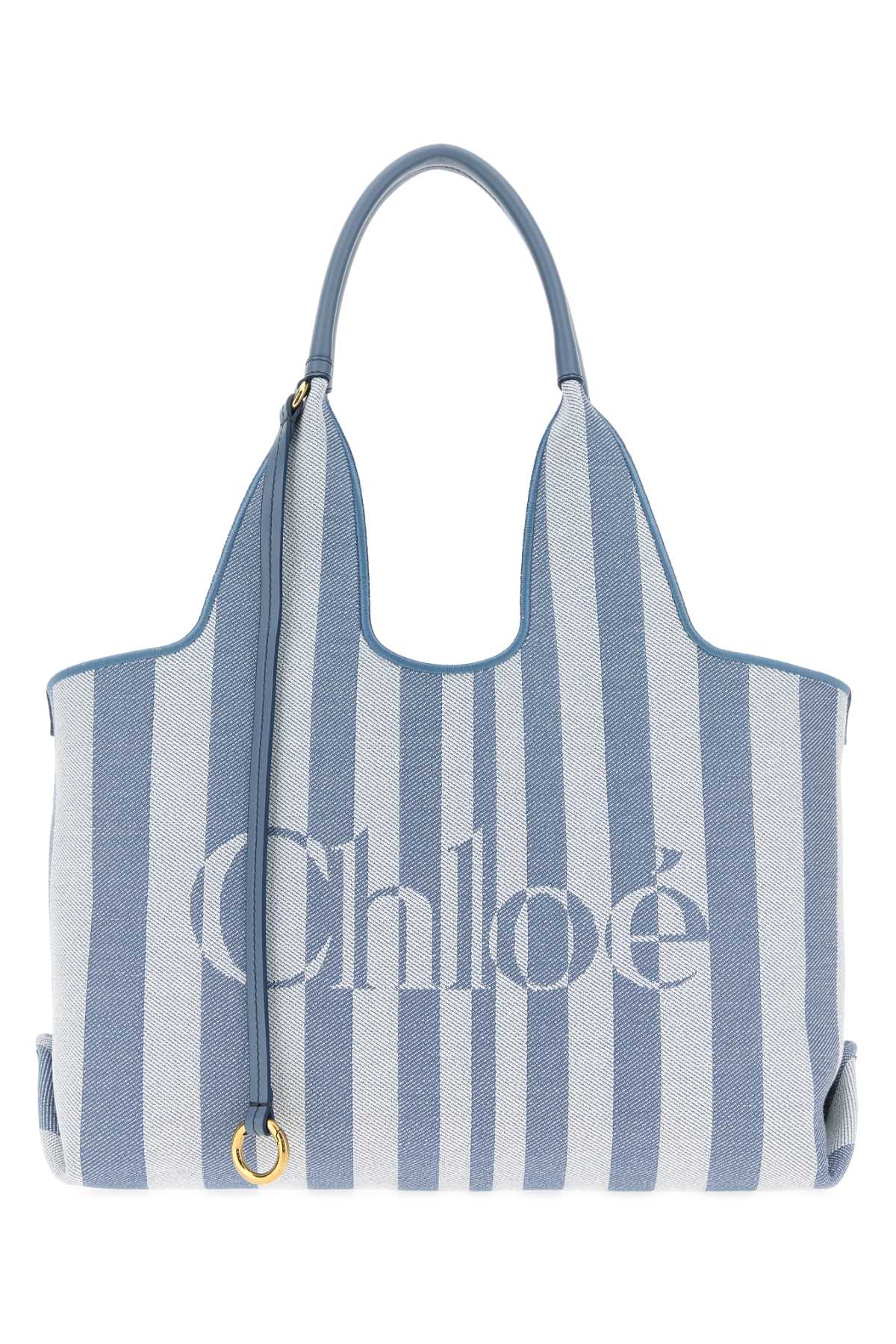 Chloe Women Embroidered Canvas Chloe Stripy Shopping Bag CHLOE