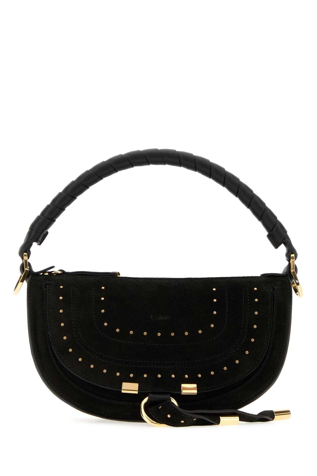 Chloe Women Black Suede Mini Marcie Shoulder Bag CHLOE