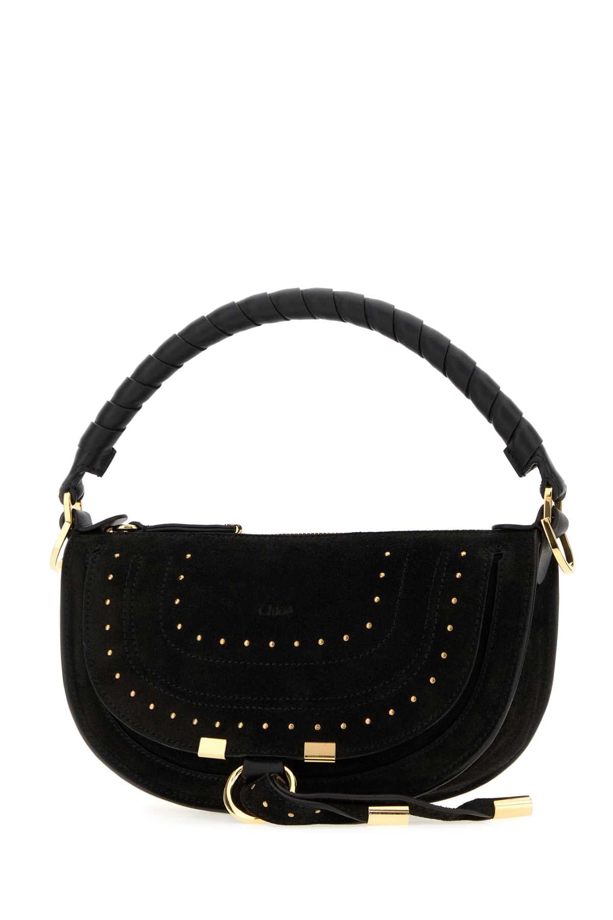 Chloe Women Black Suede Mini Marcie Shoulder Bag CHLOE