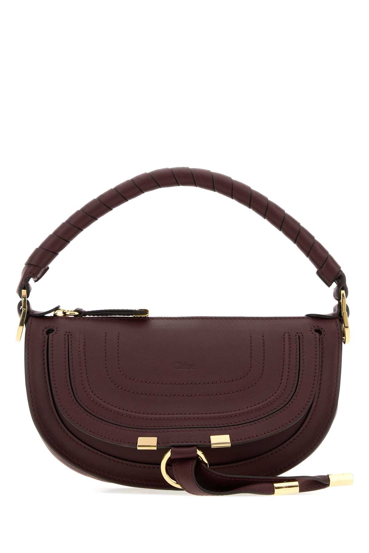 Chloe Women Aubergine Leather Mini Marcie Shoulder Bag CHLOE