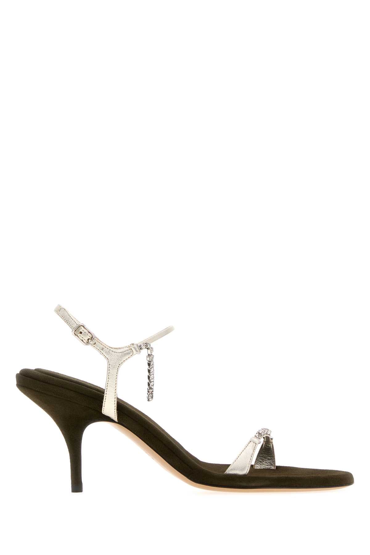 Chloe Women Silver Leather Zia Sandals CHLOE