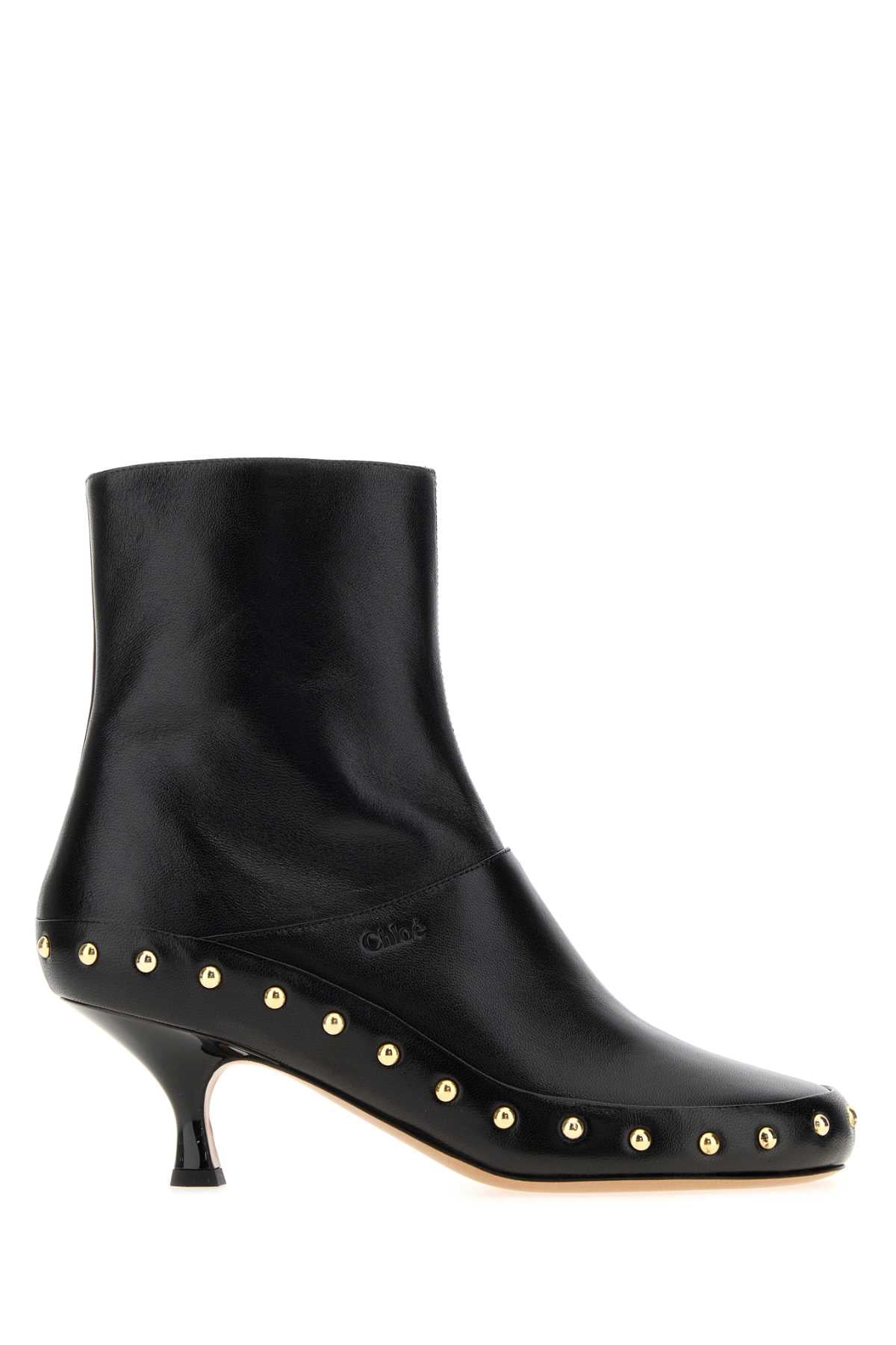 Chloe Women Black Leather Junie Ankle Boots CHLOE