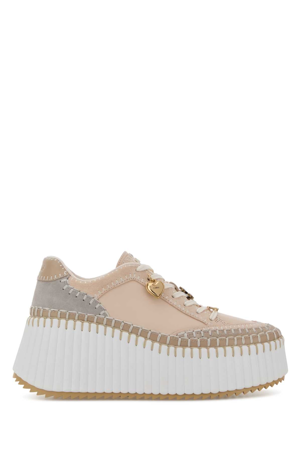 Chloe Women Light Pink Leather Nama Sneakers CHLOE