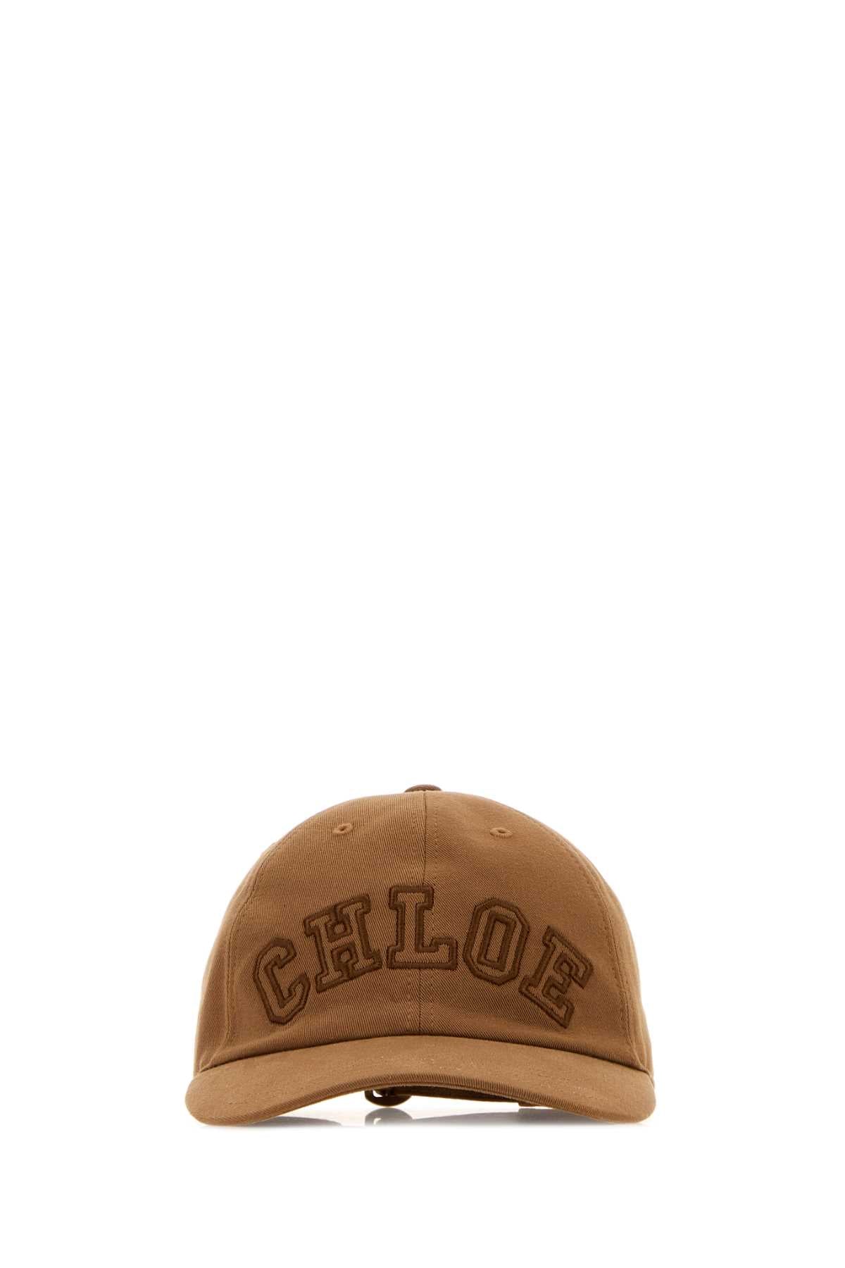 Chloe Women Camel Twill Baseball Cap CHLOE