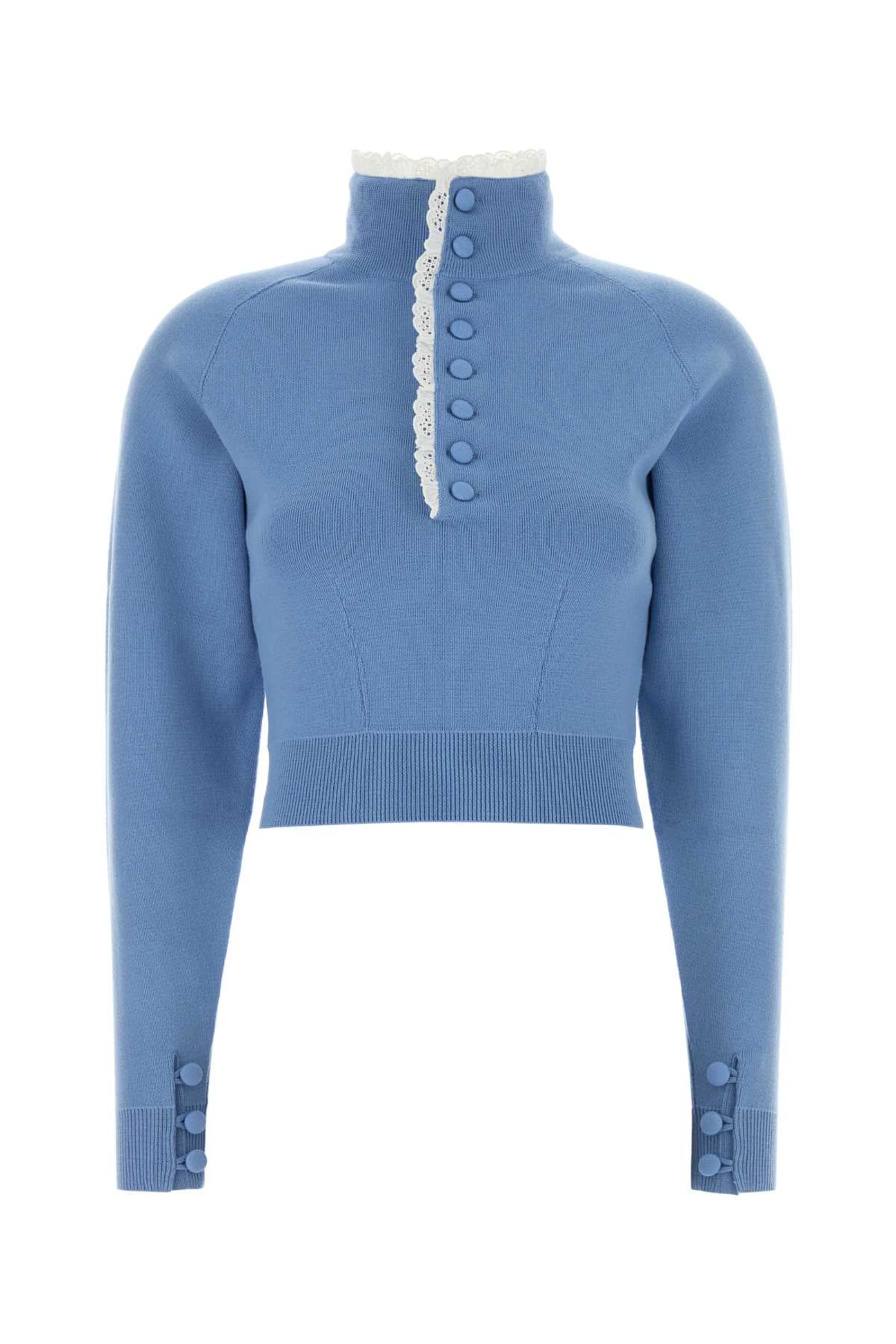 Chloe Women Cerulean Blue Wool Sweater CHLOE
