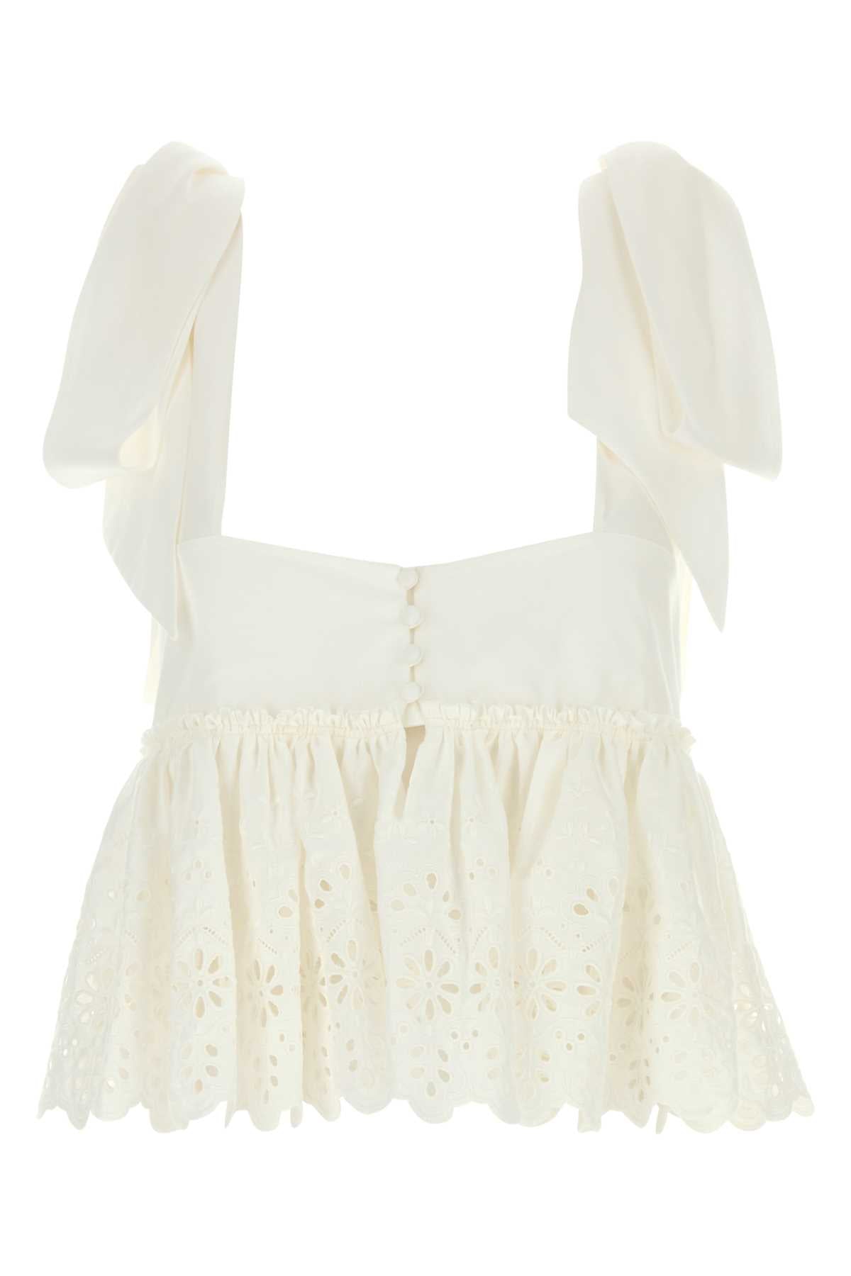 Chloe Women White Cotton Top CHLOE