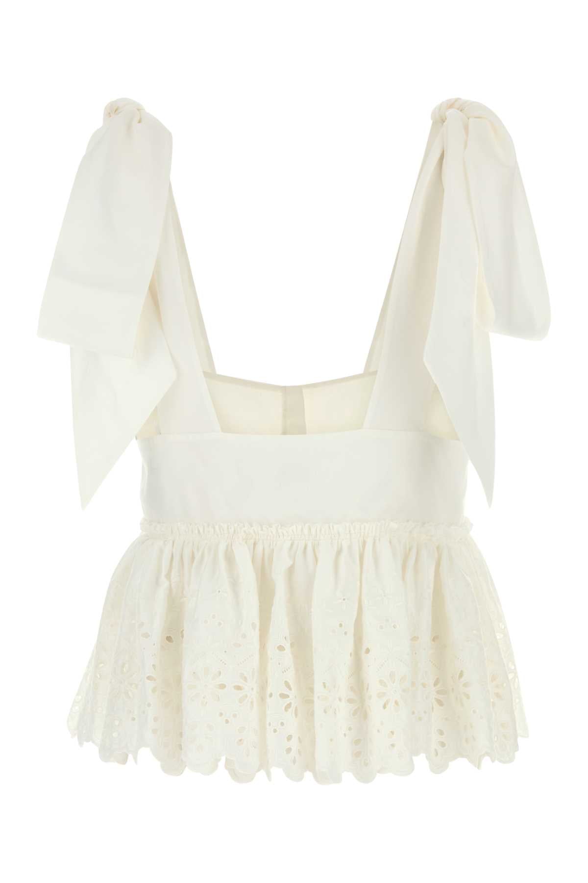 Chloe Women White Cotton Top CHLOE