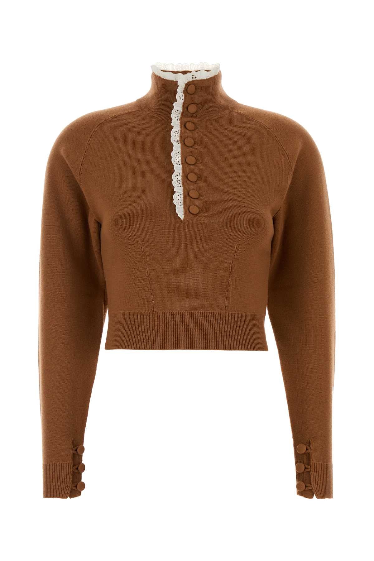 Chloe Women Caramel Wool Sweater CHLOE