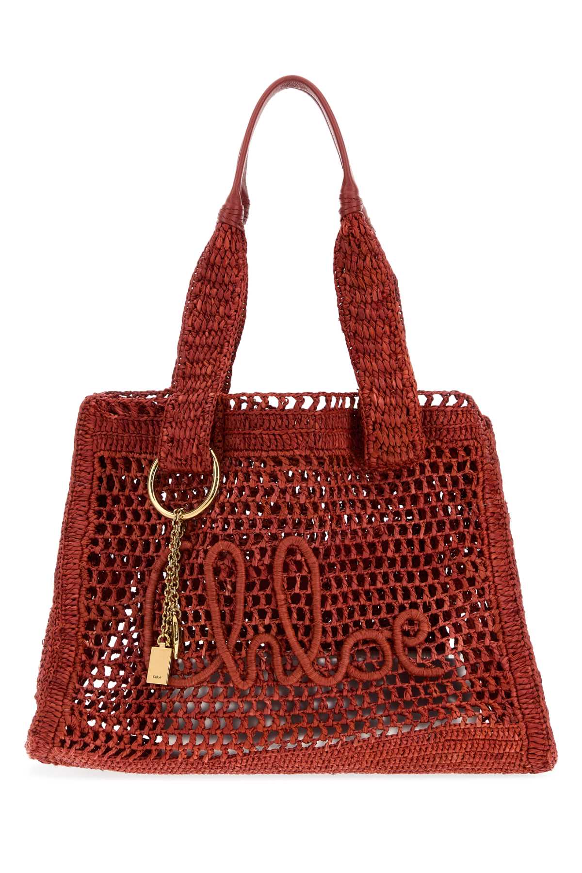Chloe Women Red Raffia East-West Summer Banana Shopping Bag CHLOE
