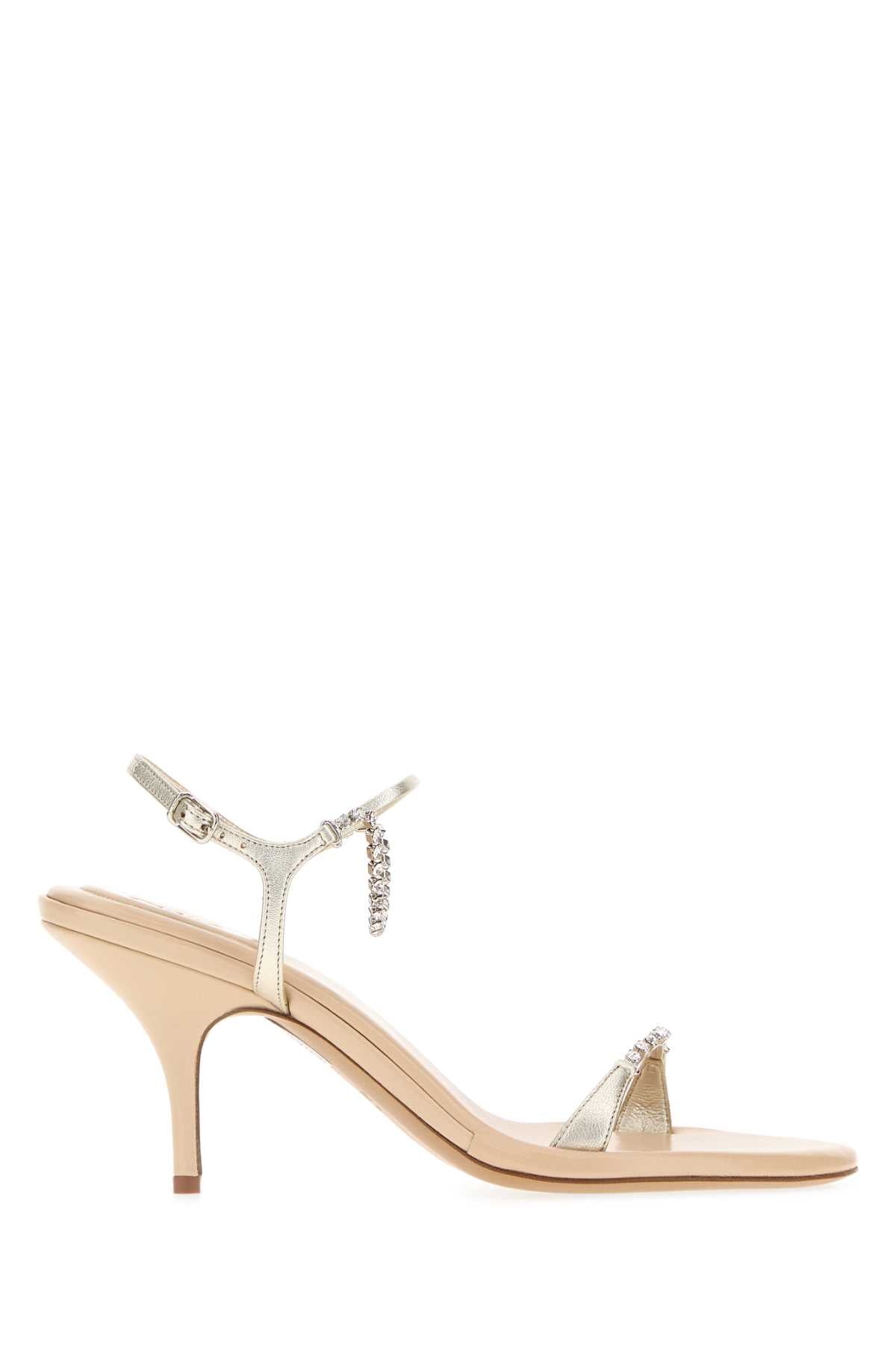 Chloe Women Golden Leather Zia Sandals CHLOE