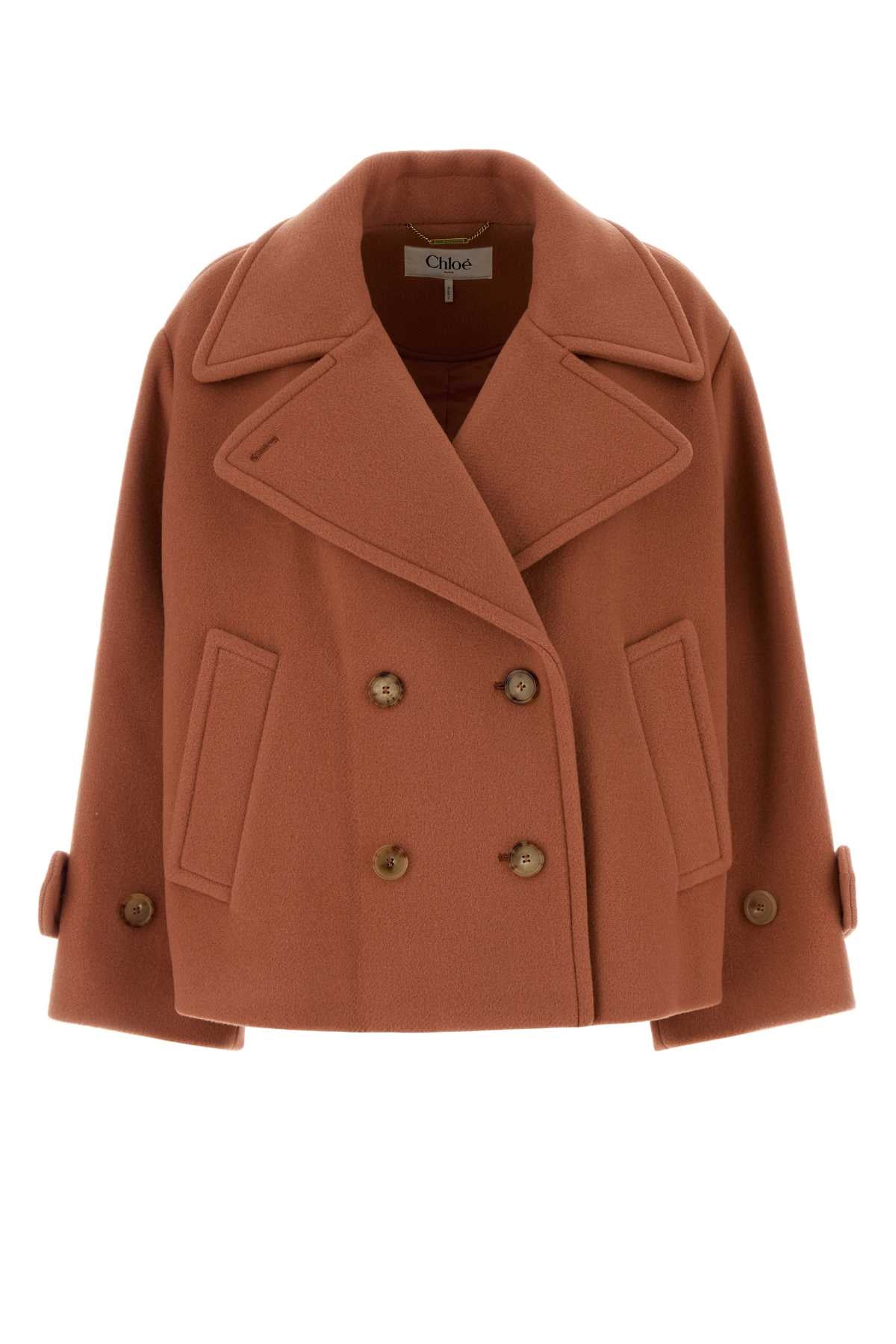 Chloe Women Dark Pink Wool Blend Coat CHLOE