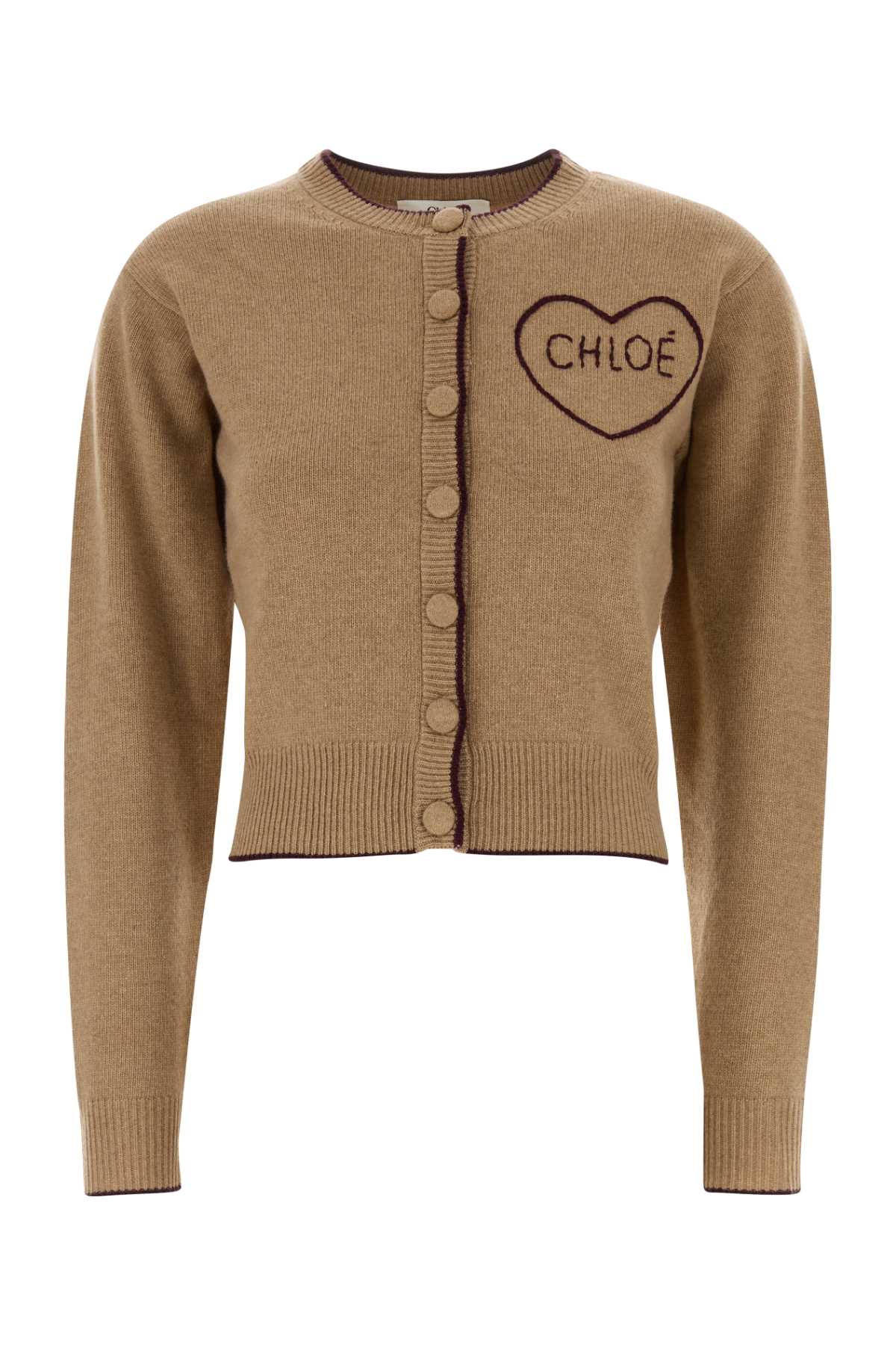 Chloe Women Camel Wool Blend Cardigan CHLOE