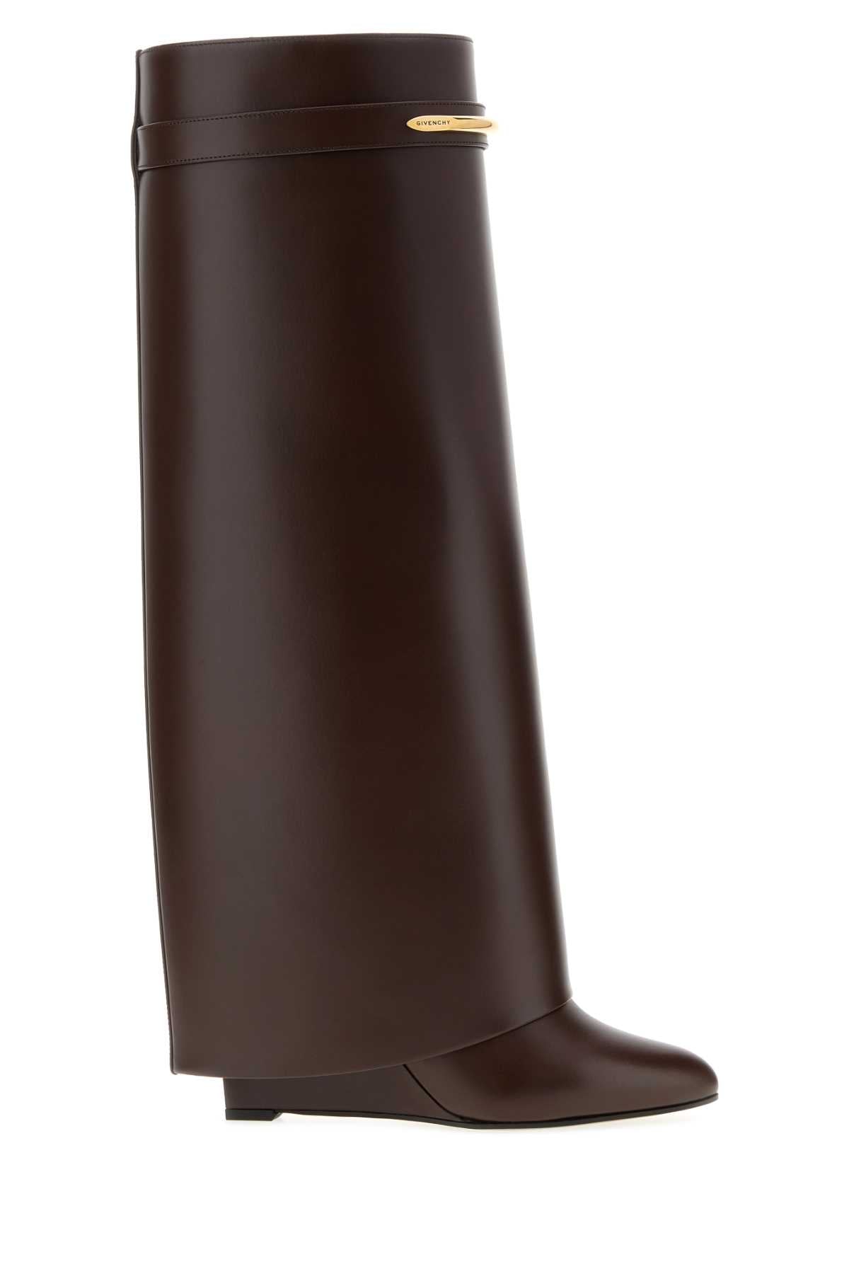 Givenchy Women Chocolate Leather Shark Boots GIVENCHY