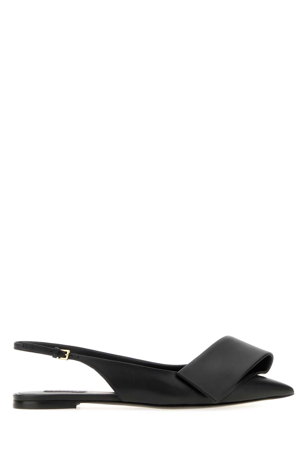 Givenchy Women Black Leather Twisted Ribbon Ballerinas GIVENCHY
