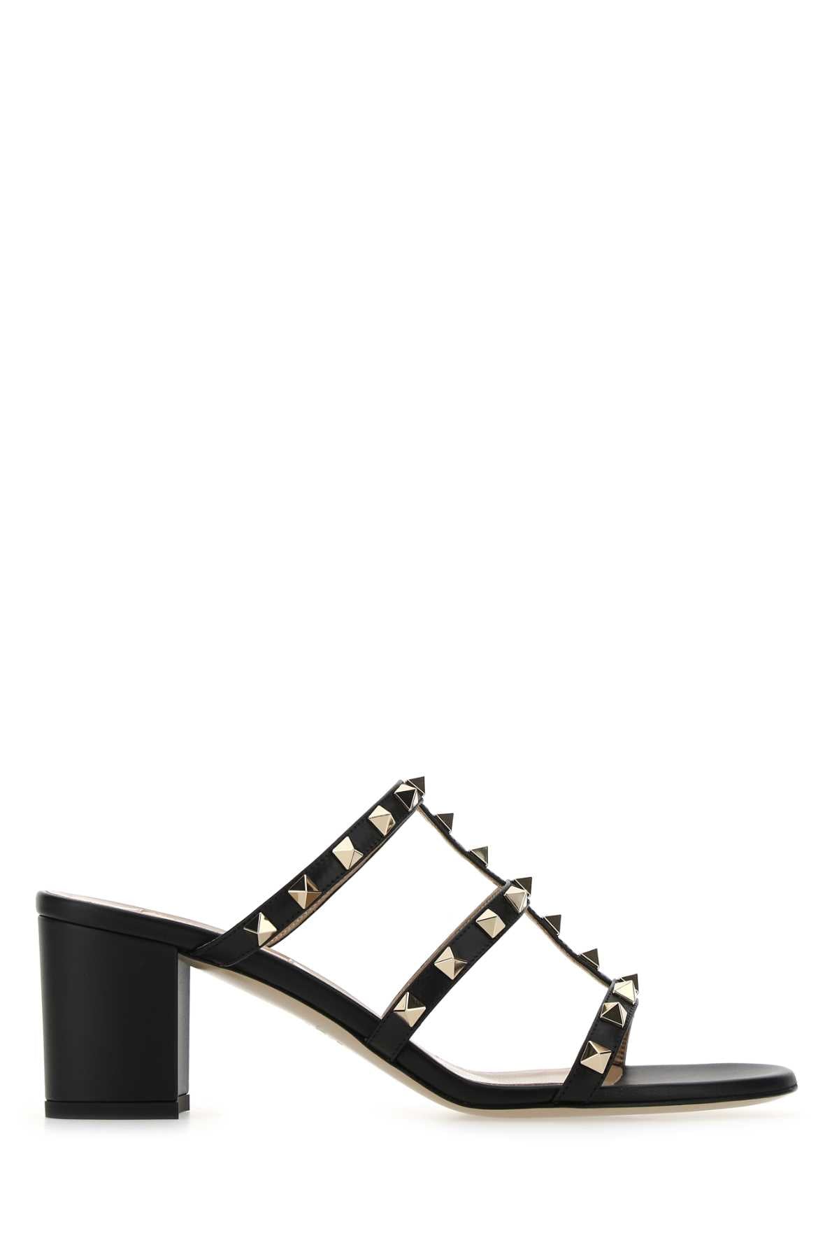 Valentino Garavani Women Black Leather Rockstud Mules VALENTINO GARAVANI