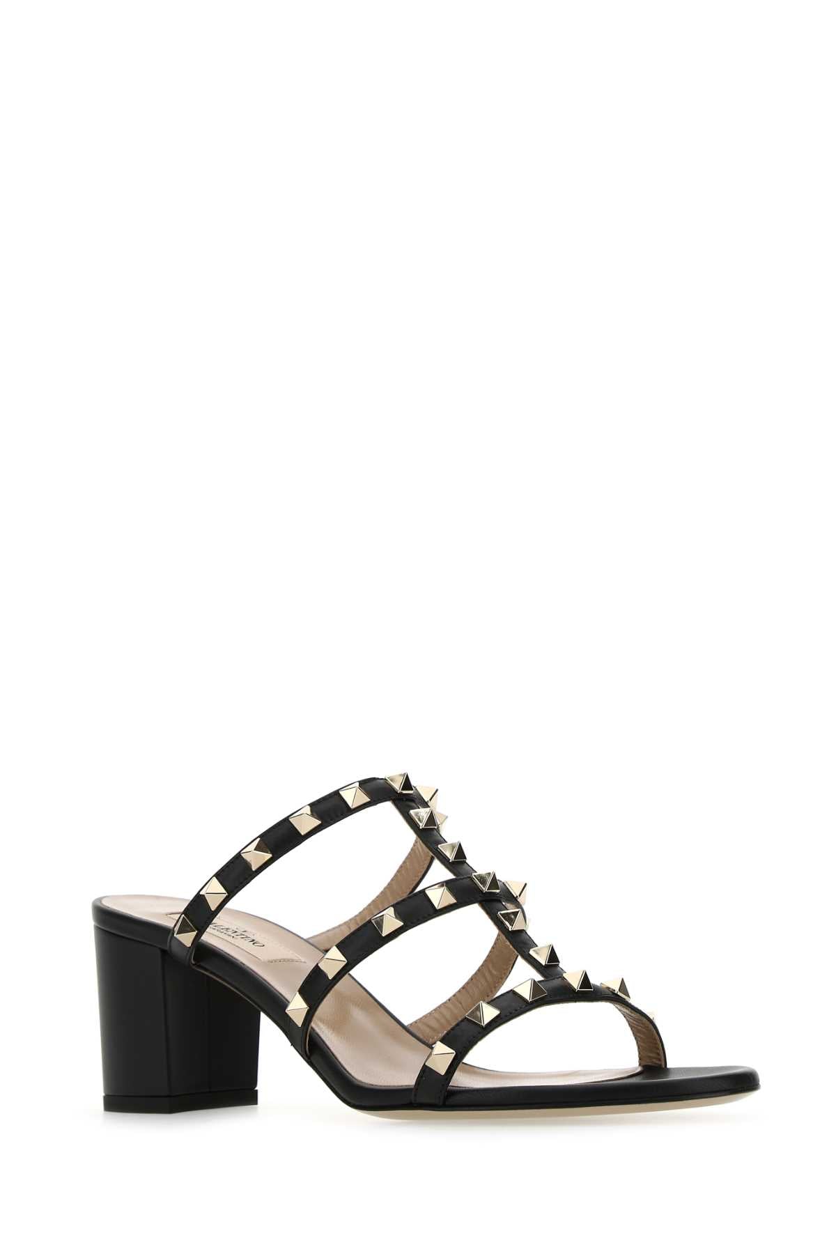 Valentino Garavani Women Black Leather Rockstud Mules VALENTINO GARAVANI