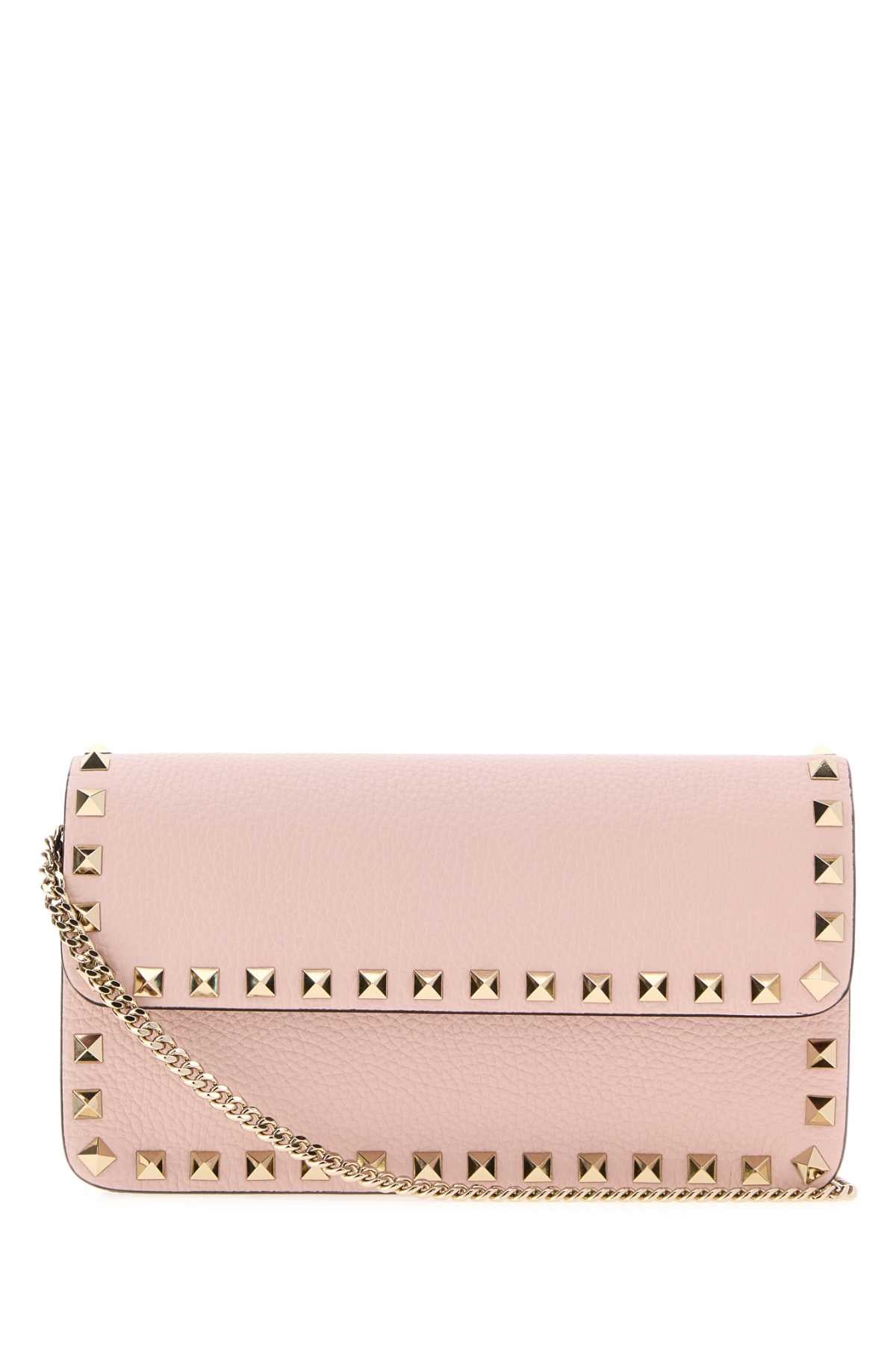 Valentino Garavani Women Pink Leather Rockstud Clutch VALENTINO GARAVANI