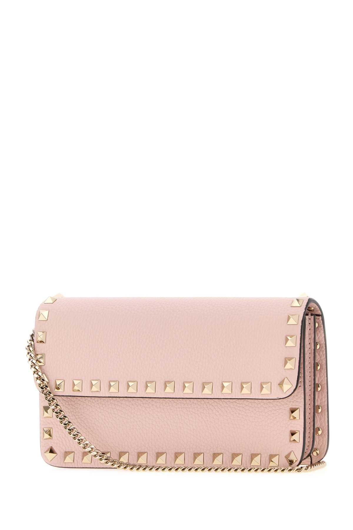 Valentino Garavani Women Pink Leather Rockstud Clutch VALENTINO GARAVANI