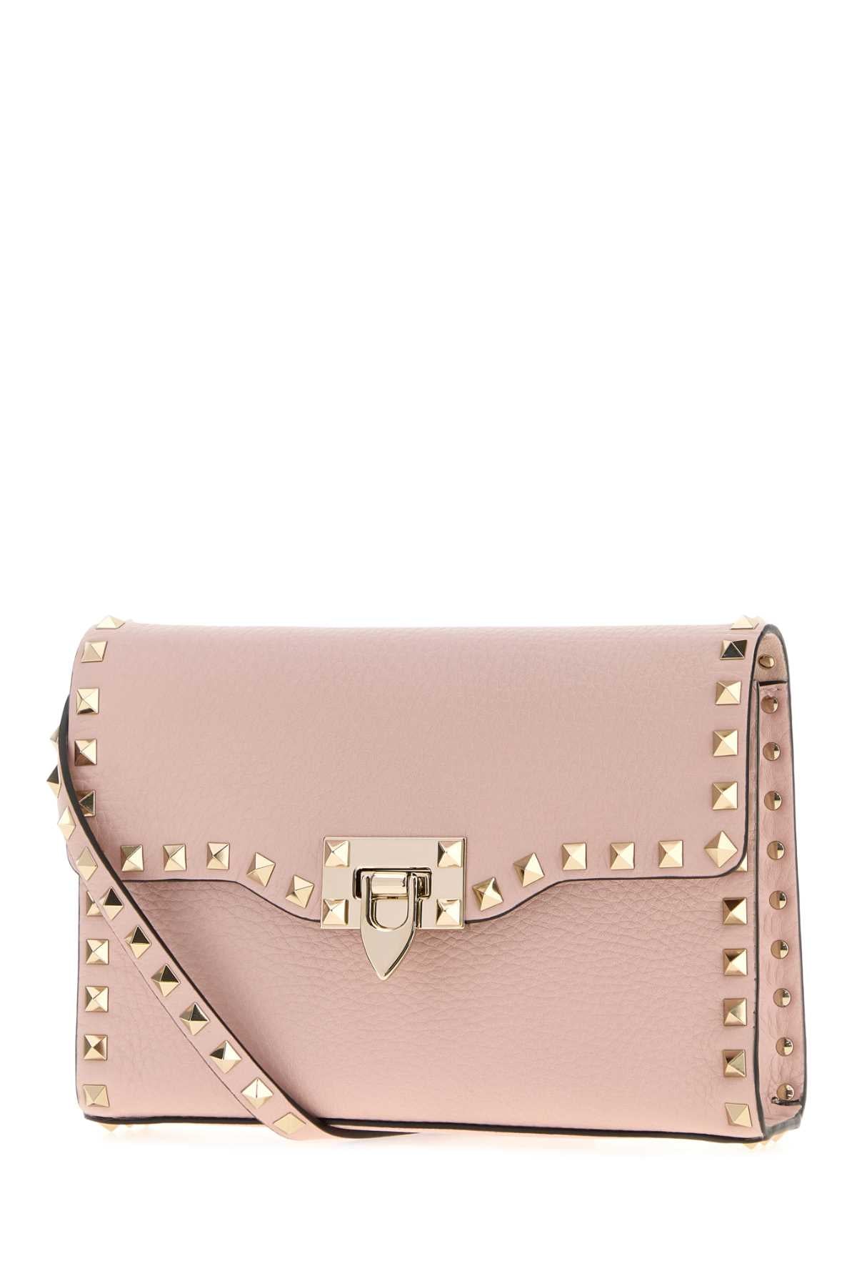Valentino Garavani Women Pink Leather Small Rockstud Crossbody Bag VALENTINO GARAVANI