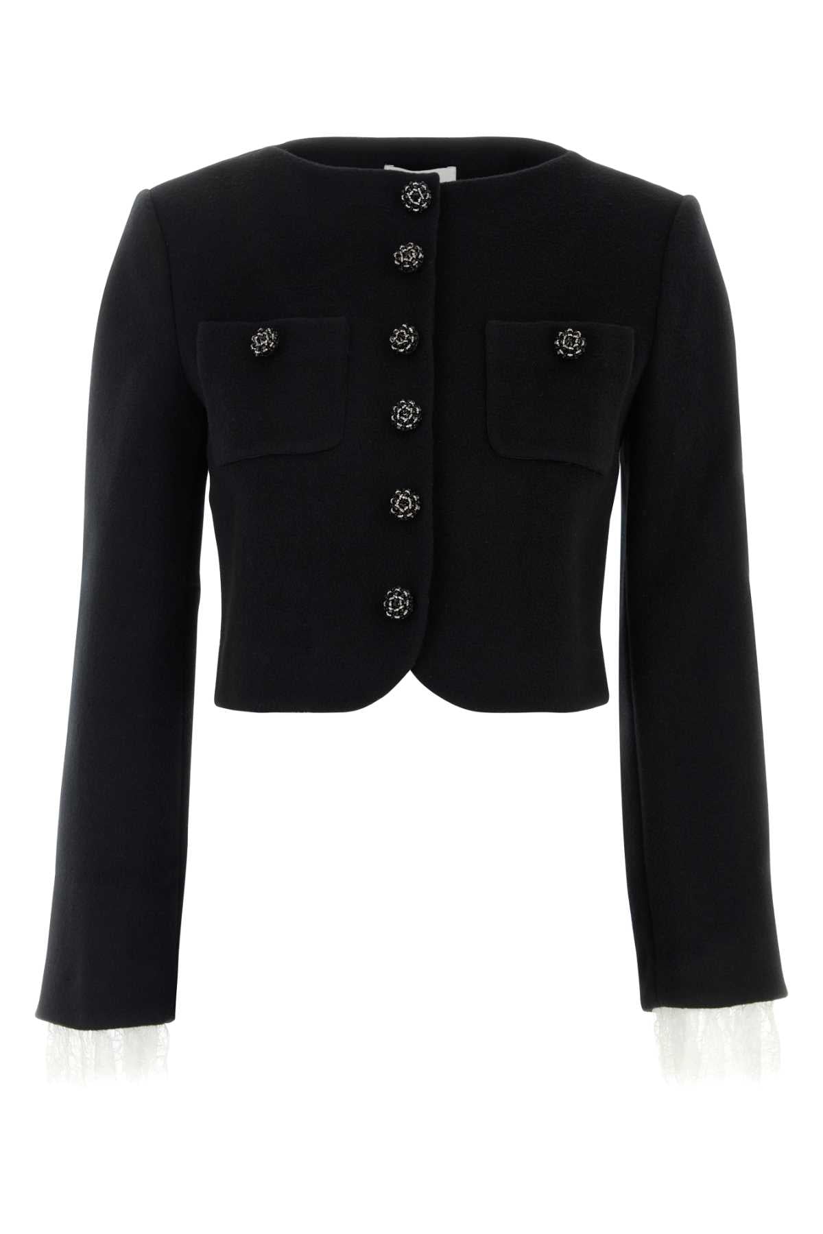 Self Portrait Women Black Wool Blend Blazer SELF-PORTRAIT
