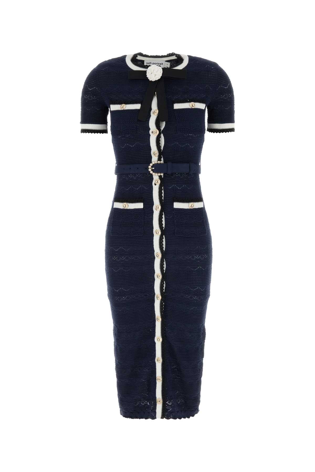 Self Portrait Women Navy Blue Knit Dress SELF-PORTRAIT