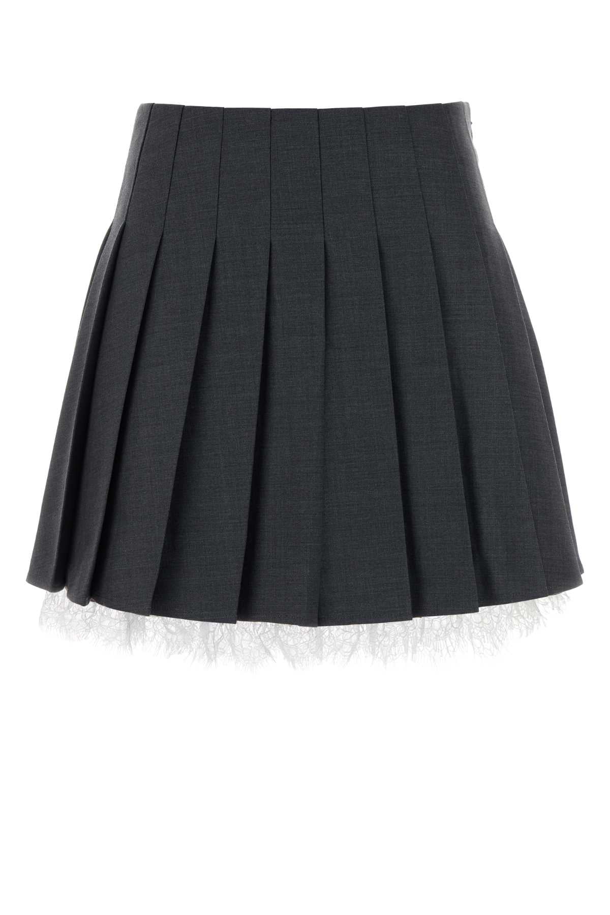Self Portrait Women Dark Grey Twill Mini Skirt SELF-PORTRAIT