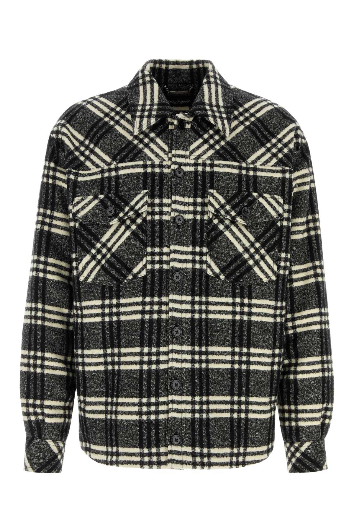 Dolce & Gabbana Men Embroidered Stretch Wool Blend Overshirt DOLCE & GABBANA