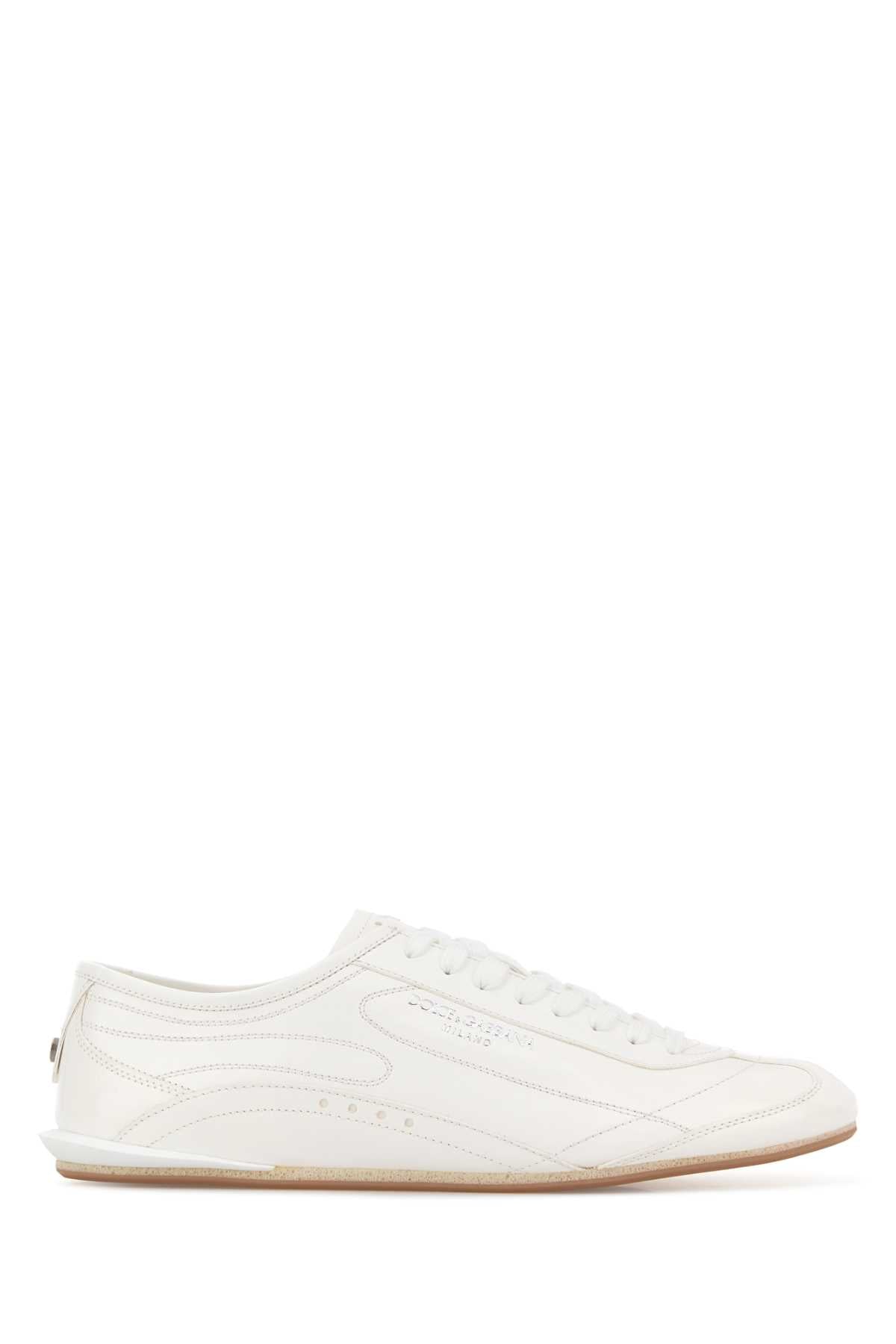 Dolce & Gabbana Men White Leather Lipari Sneakers DOLCE & GABBANA
