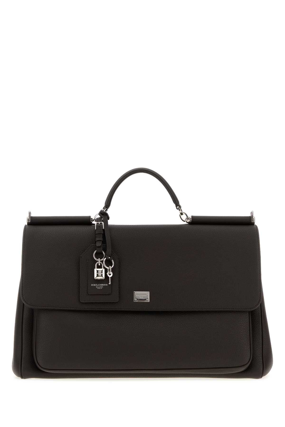 Dolce & Gabbana Men Dark Brown Leather My Sicily  Handbag DOLCE & GABBANA