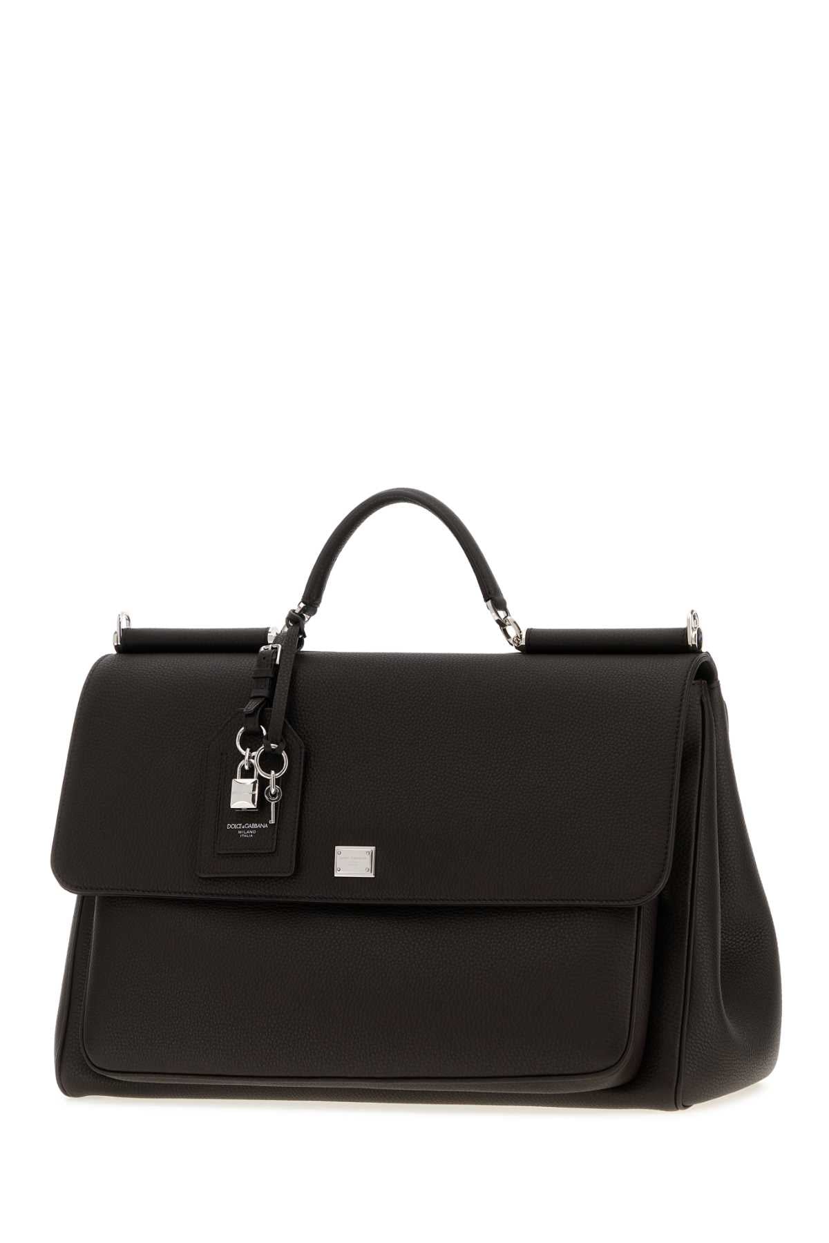 Dolce & Gabbana Men Dark Brown Leather My Sicily  Handbag DOLCE & GABBANA