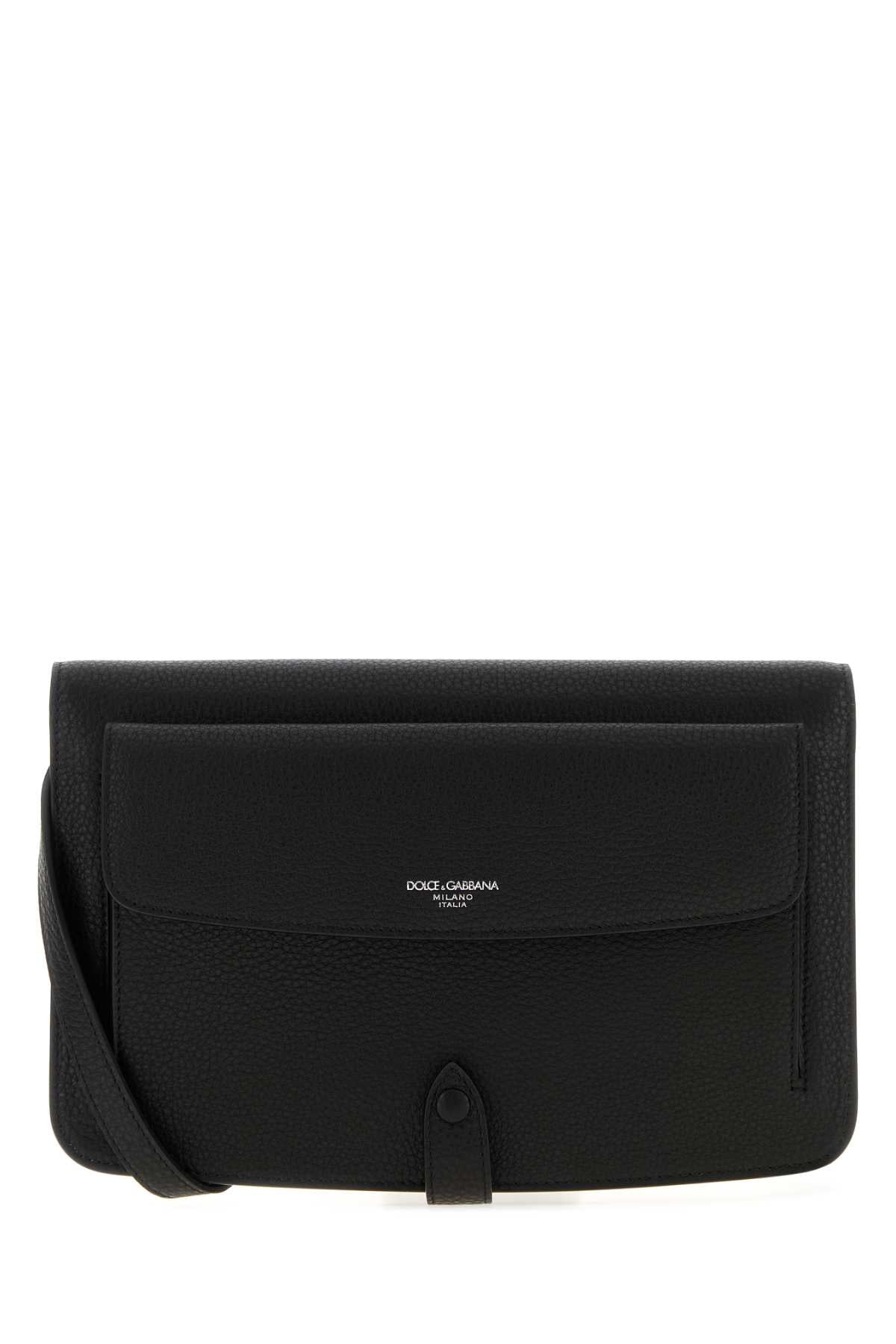 Dolce & Gabbana Men Black Leather Clutch DOLCE & GABBANA