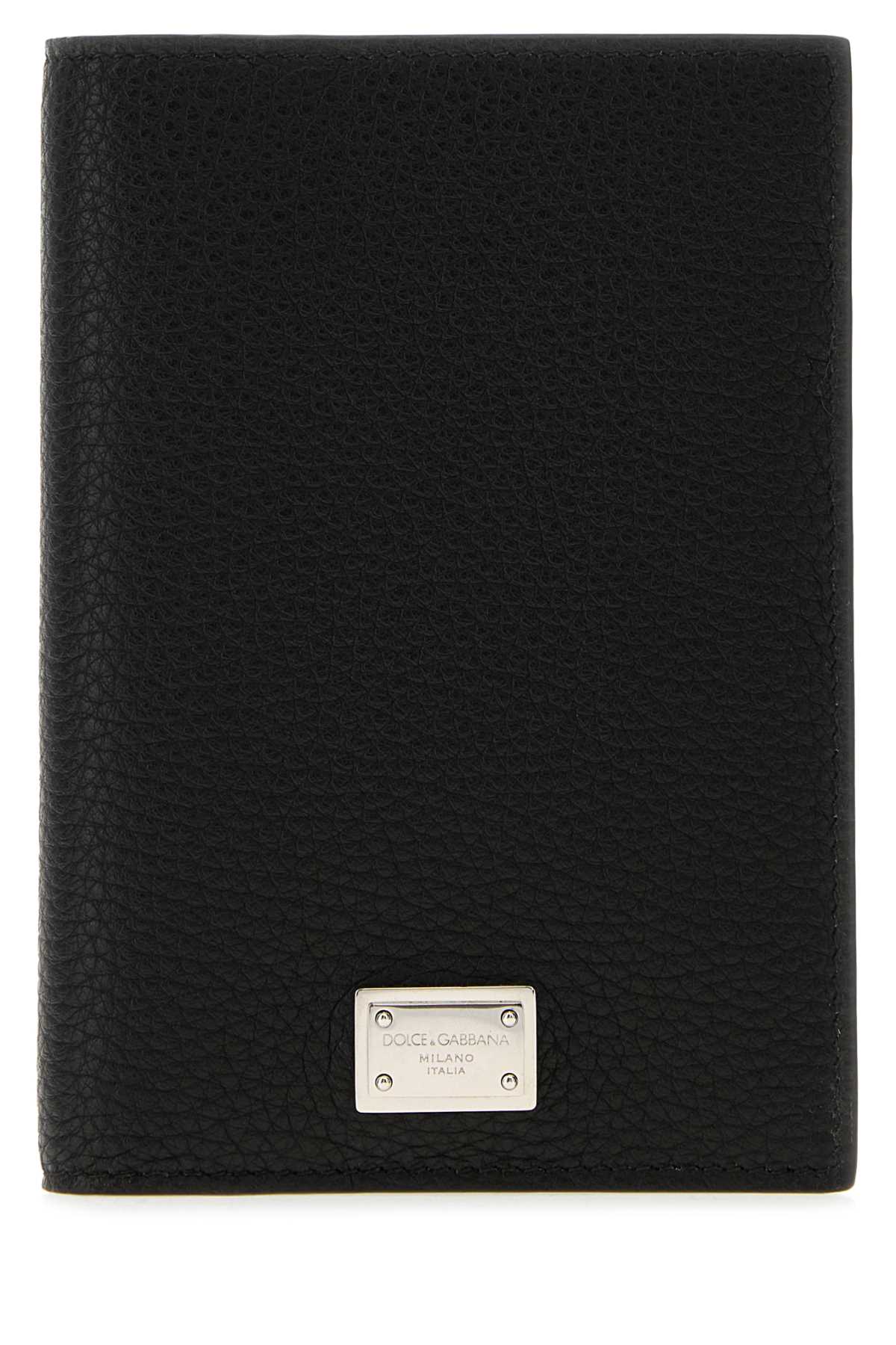 Dolce & Gabbana Men Black Leather Passport Holder DOLCE & GABBANA