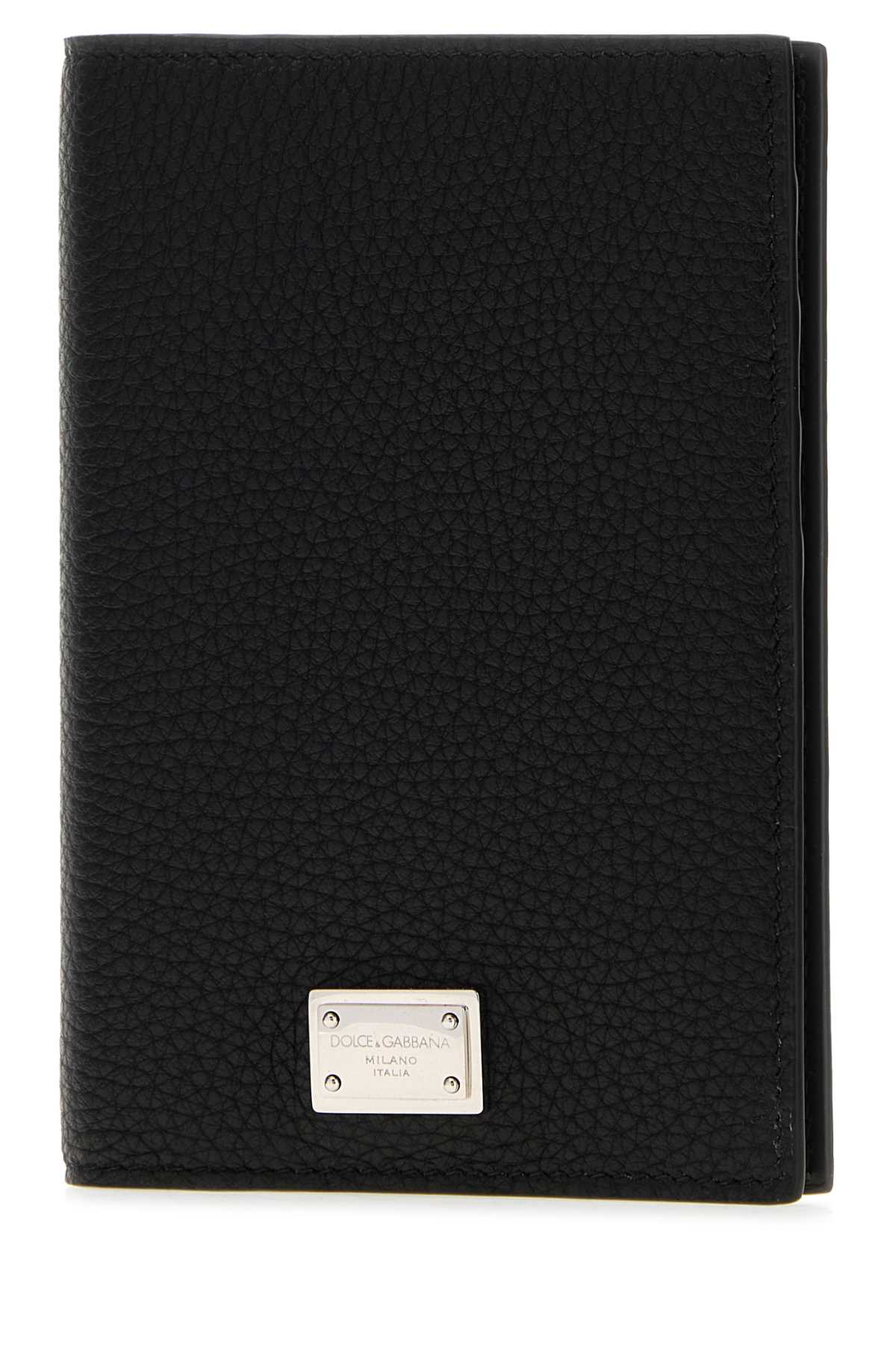 Dolce & Gabbana Men Black Leather Passport Holder DOLCE & GABBANA