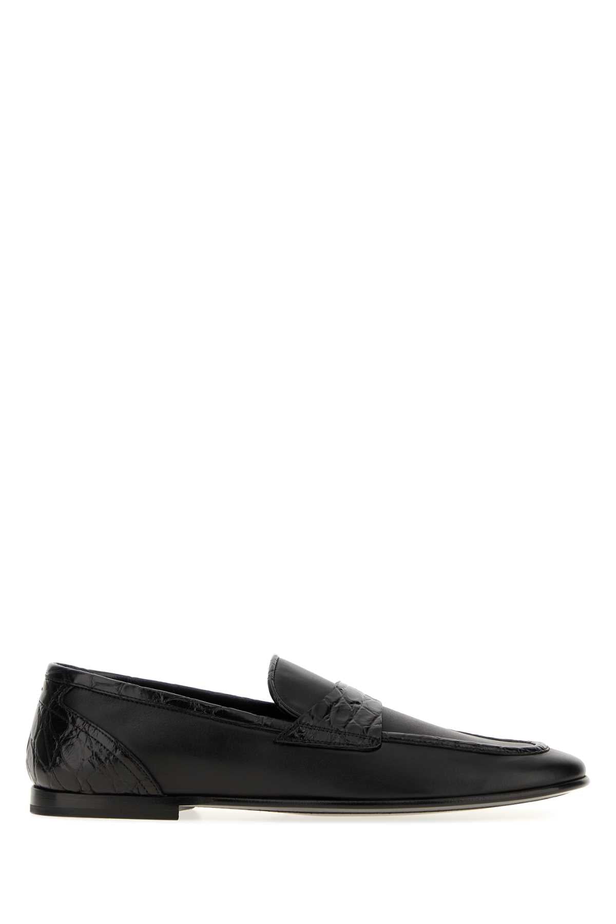 Dolce & Gabbana Men Black Leather Loafers DOLCE & GABBANA