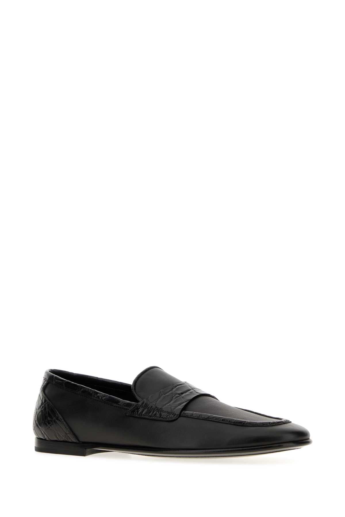 Dolce & Gabbana Men Black Leather Loafers DOLCE & GABBANA