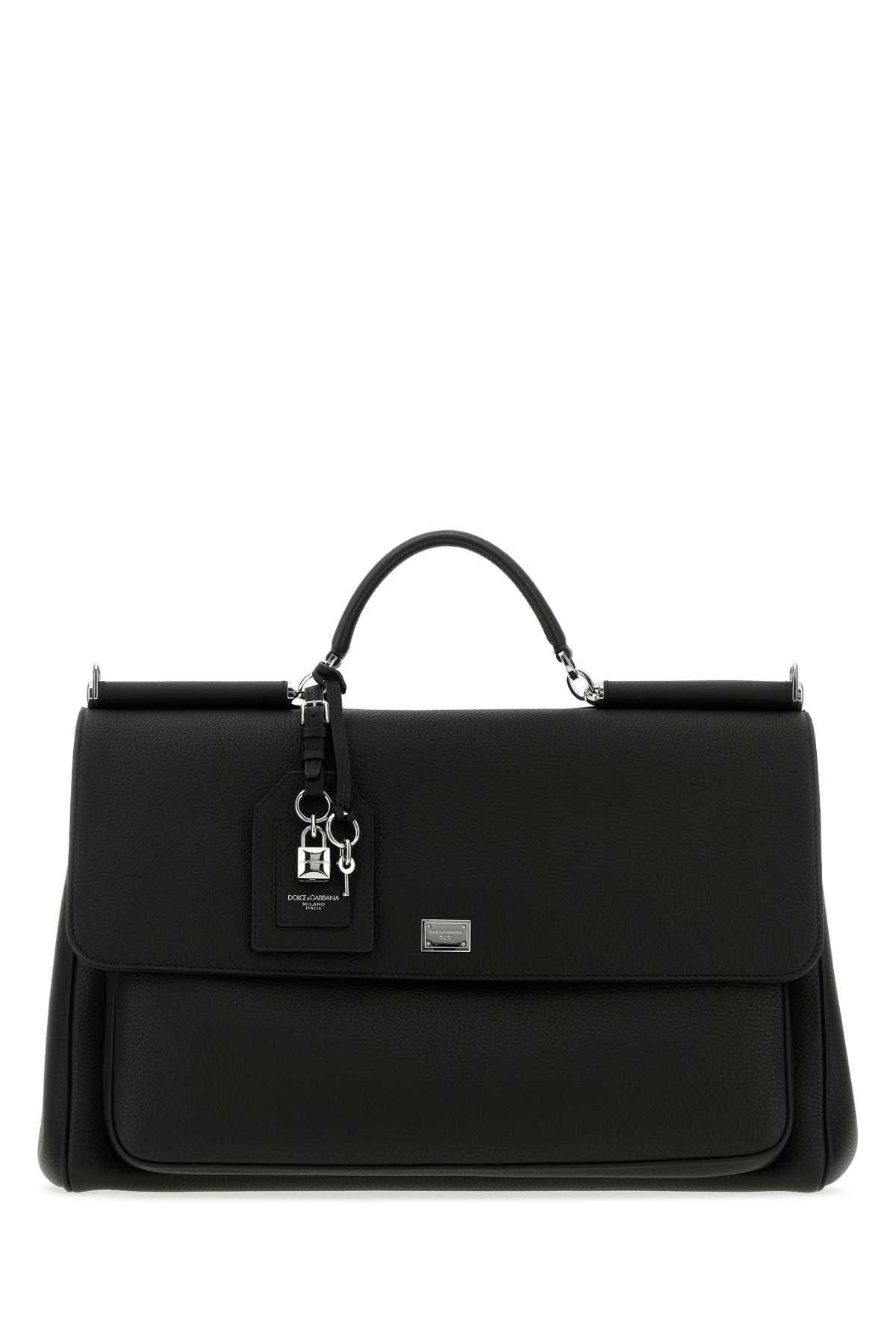 Dolce & Gabbana Men Black Leather My Sicily  Handbag DOLCE & GABBANA
