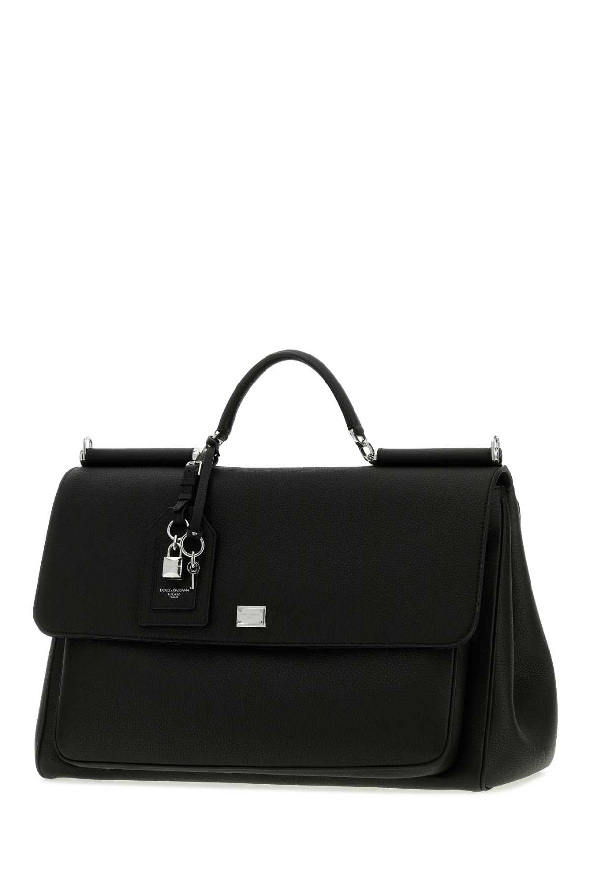 Dolce & Gabbana Men Black Leather My Sicily  Handbag DOLCE & GABBANA