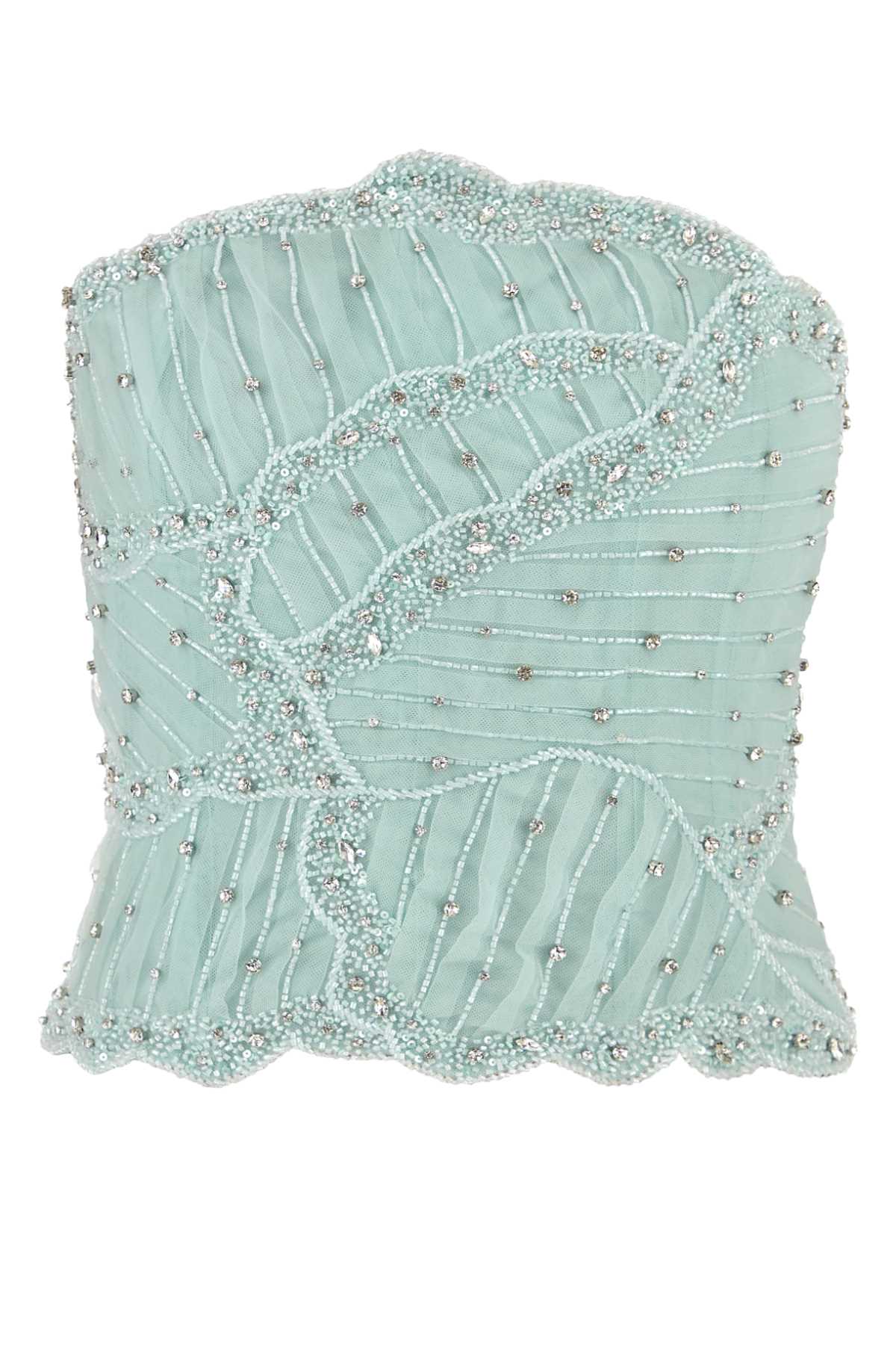 Costarellos Women Light-Blue Tulle Fiori Bodice COSTARELLOS