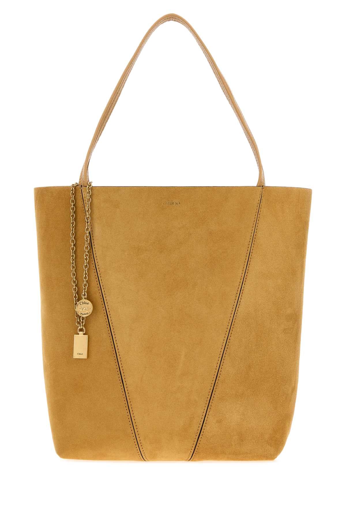 Chloe Women Mustard Suede Chloã¨ Spin Shopping Bag CHLOE