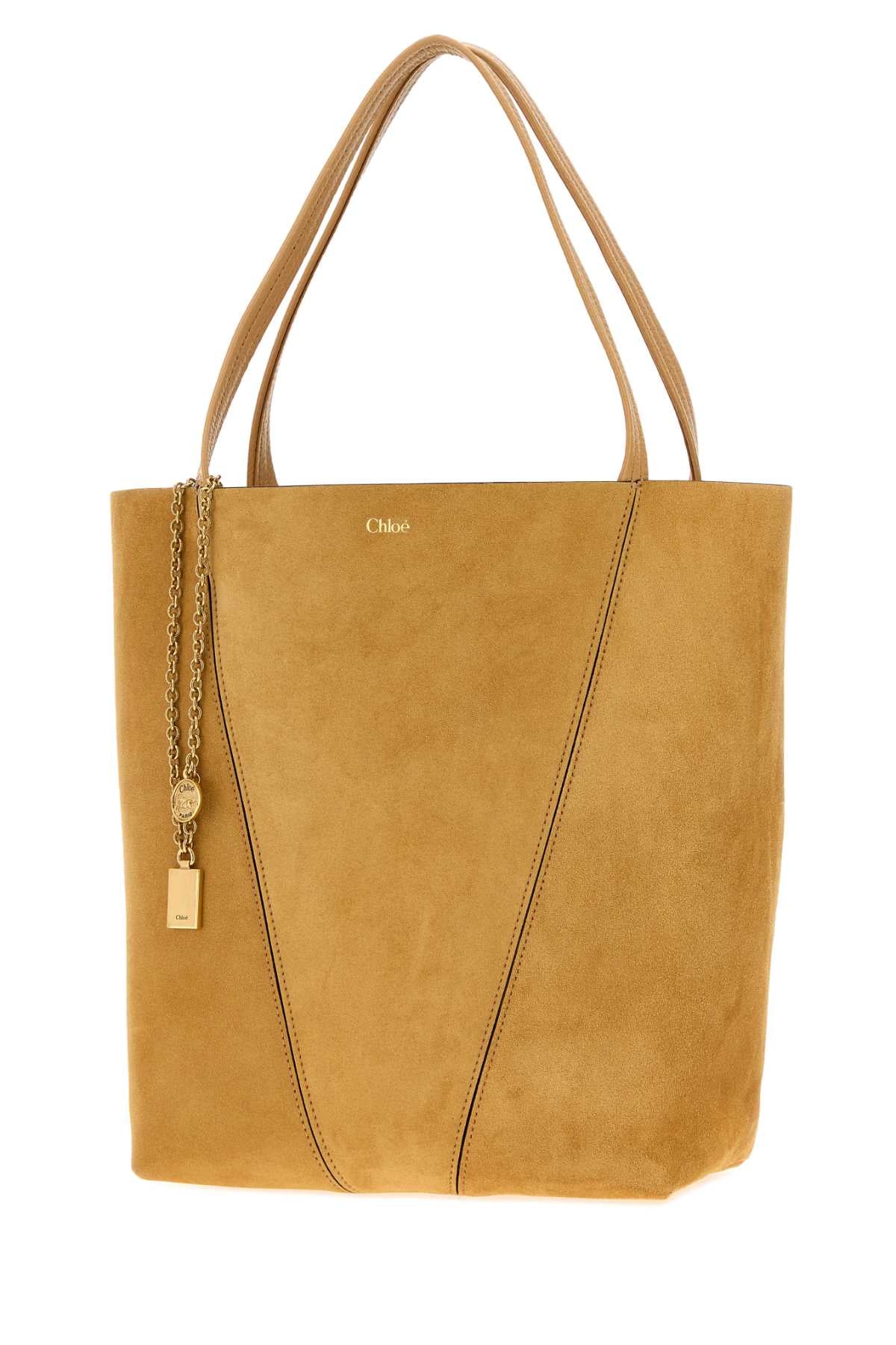 Chloe Women Mustard Suede Chloã¨ Spin Shopping Bag CHLOE