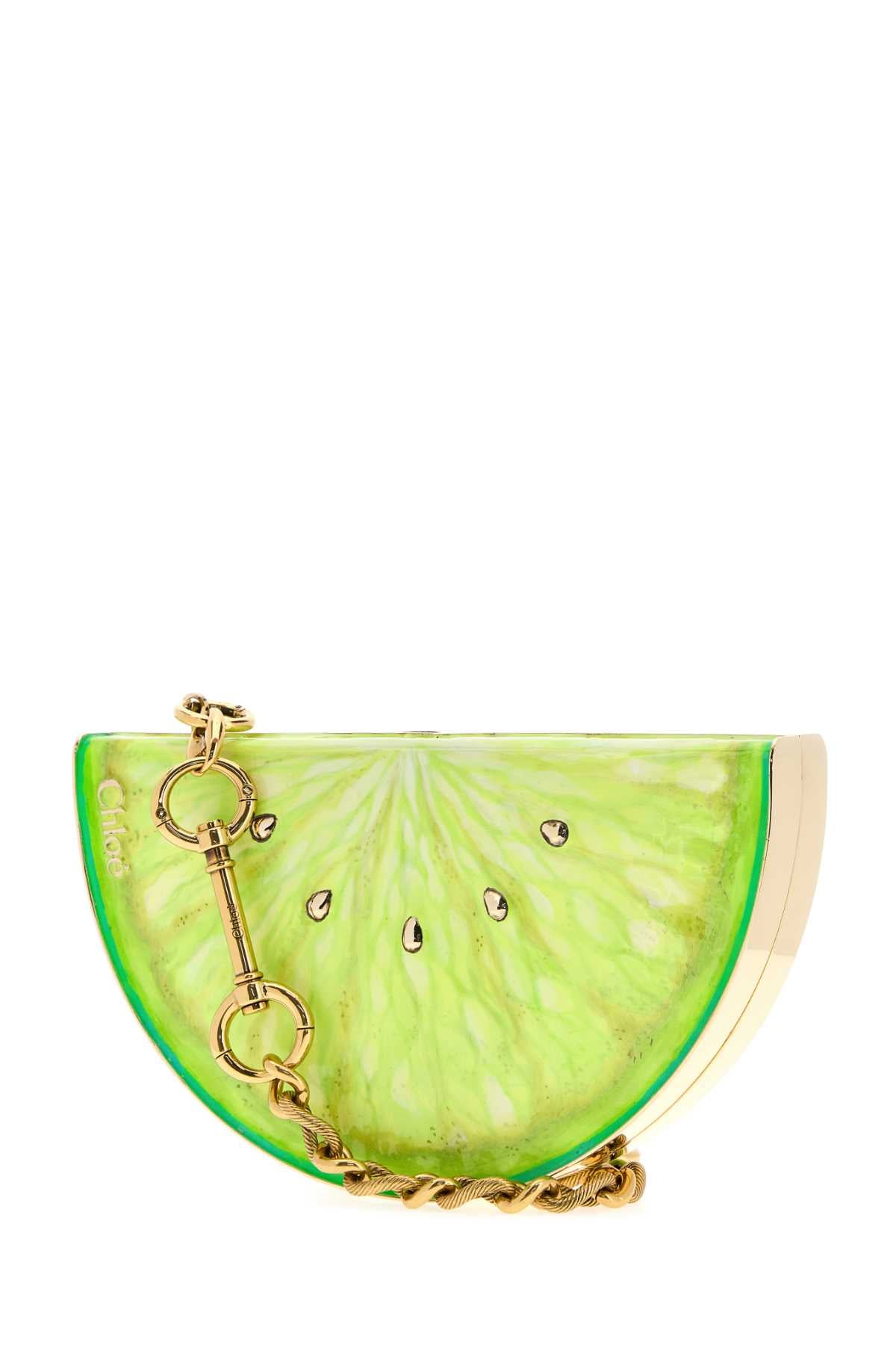 Chloe Women Printed Metal Chloe Tropicus Lemon Clutch CHLOE